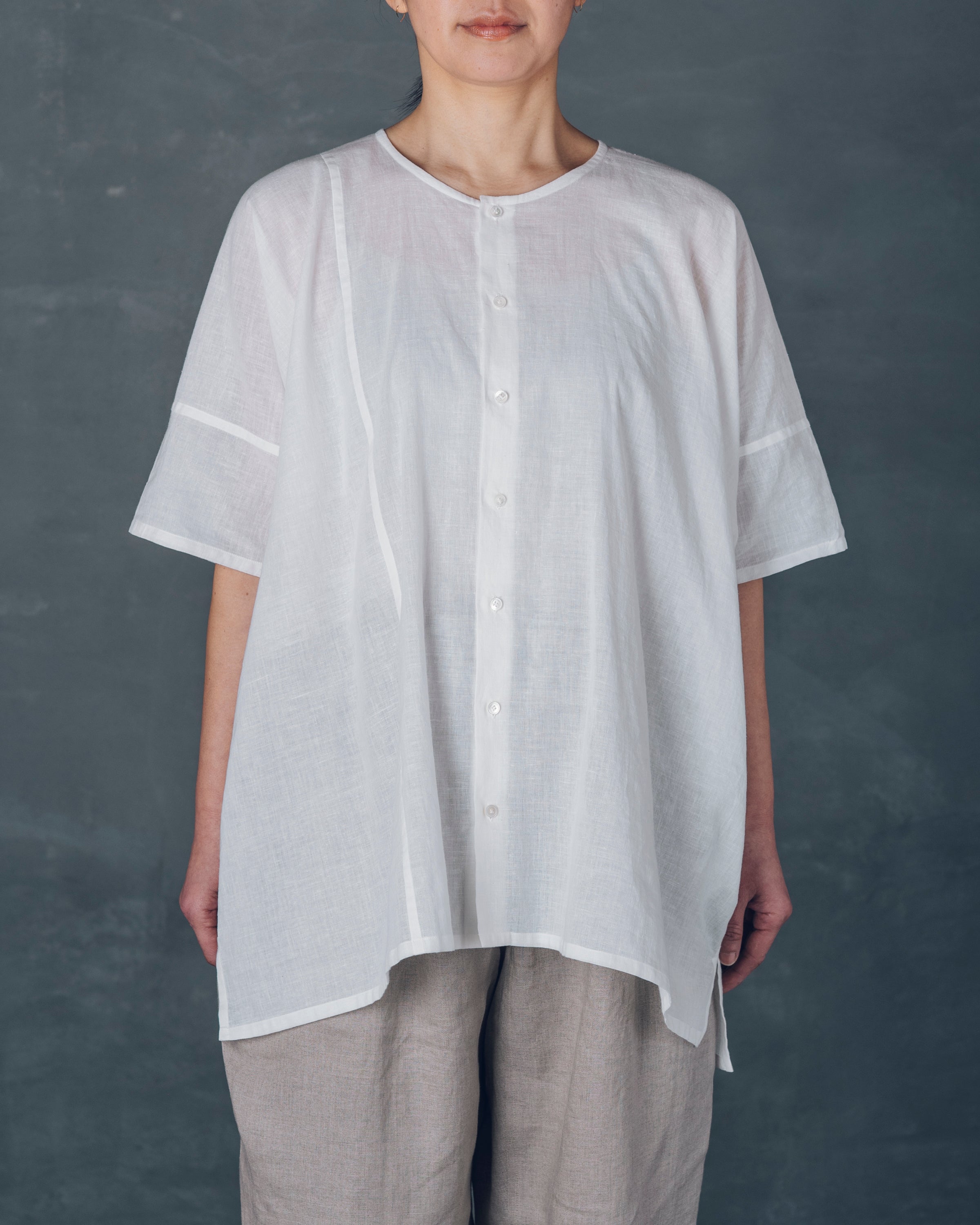［越前半袖シャツ］カディコットン/生成り