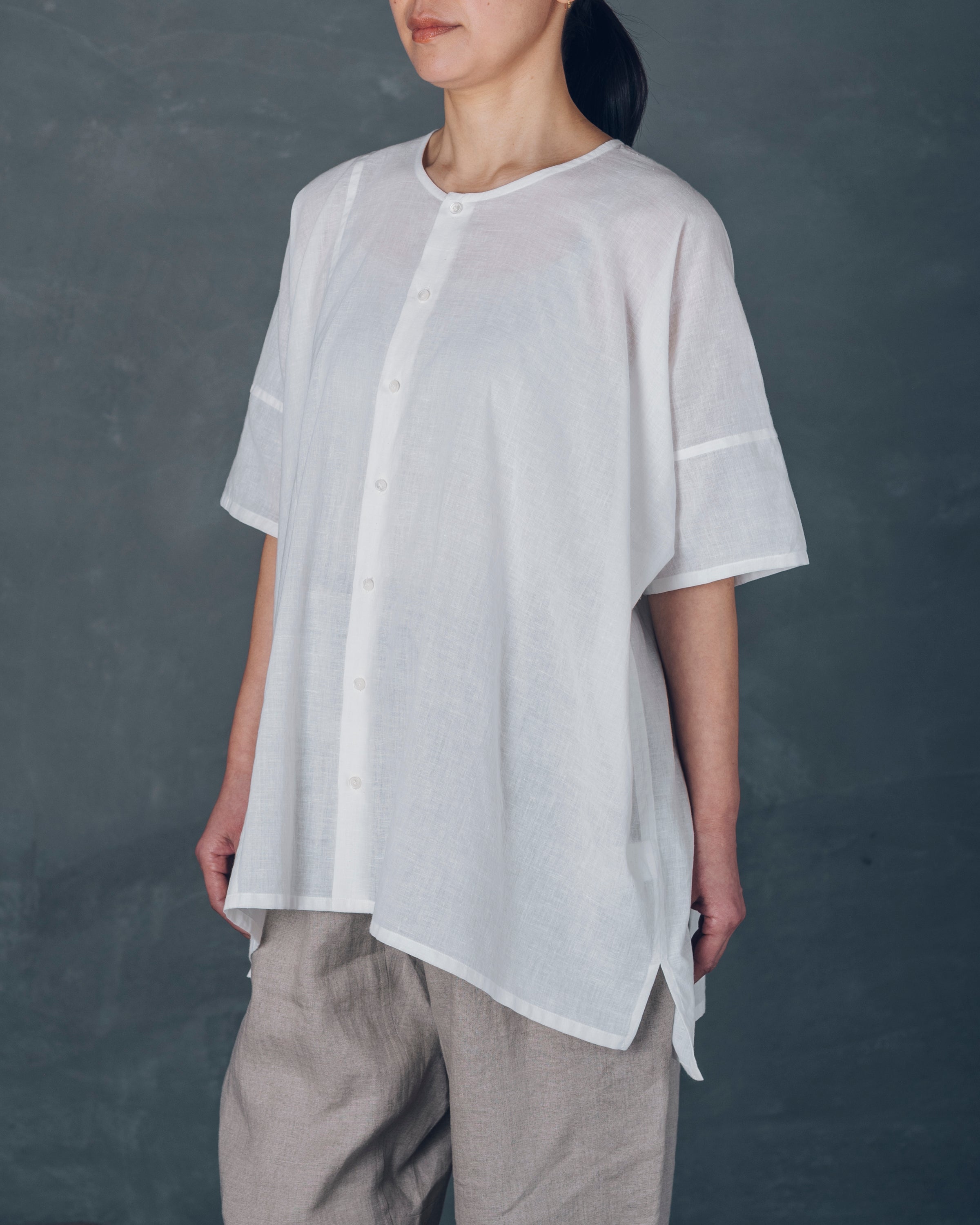 ［越前半袖シャツ］カディコットン/生成り