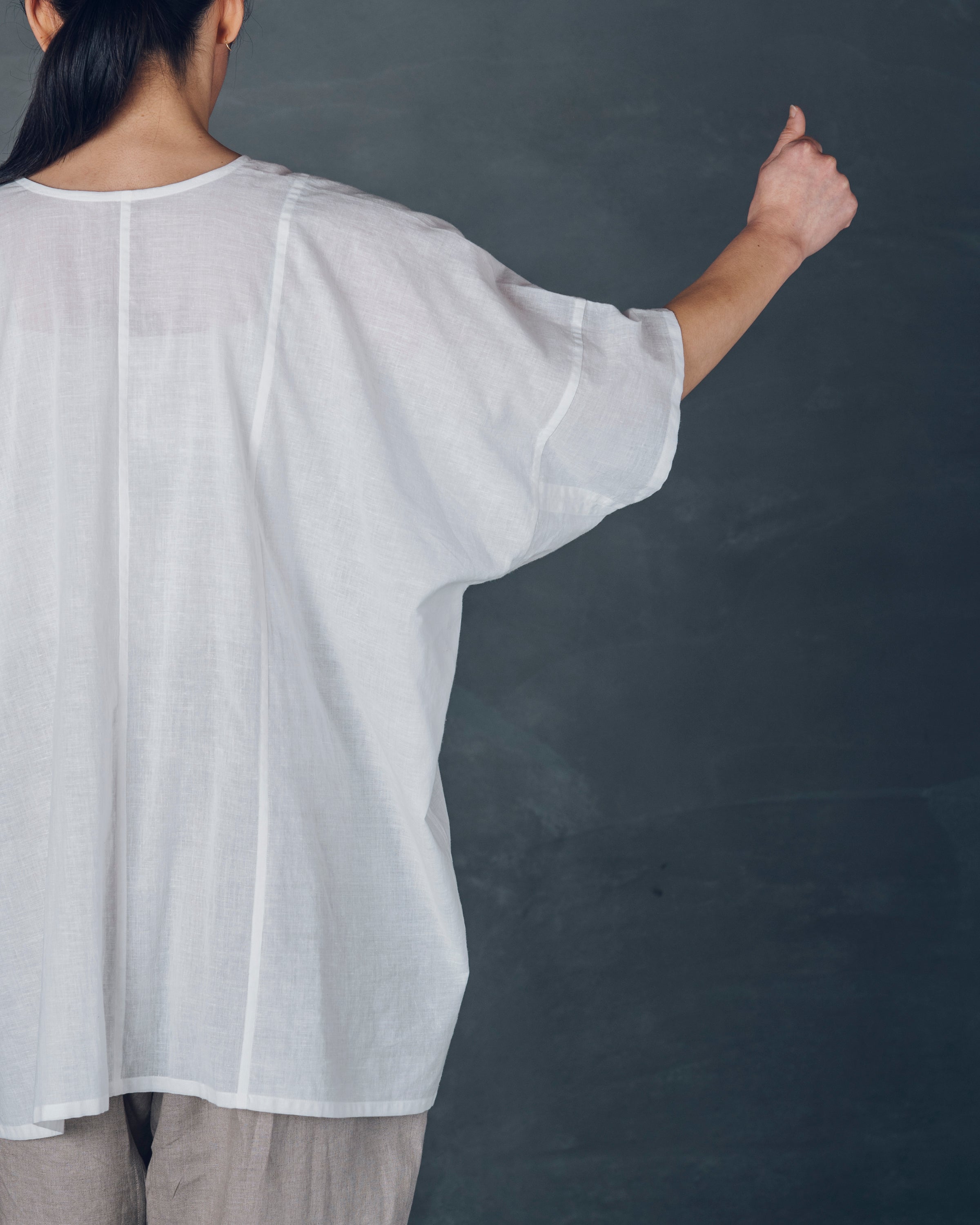 ［越前半袖シャツ］カディコットン/生成り