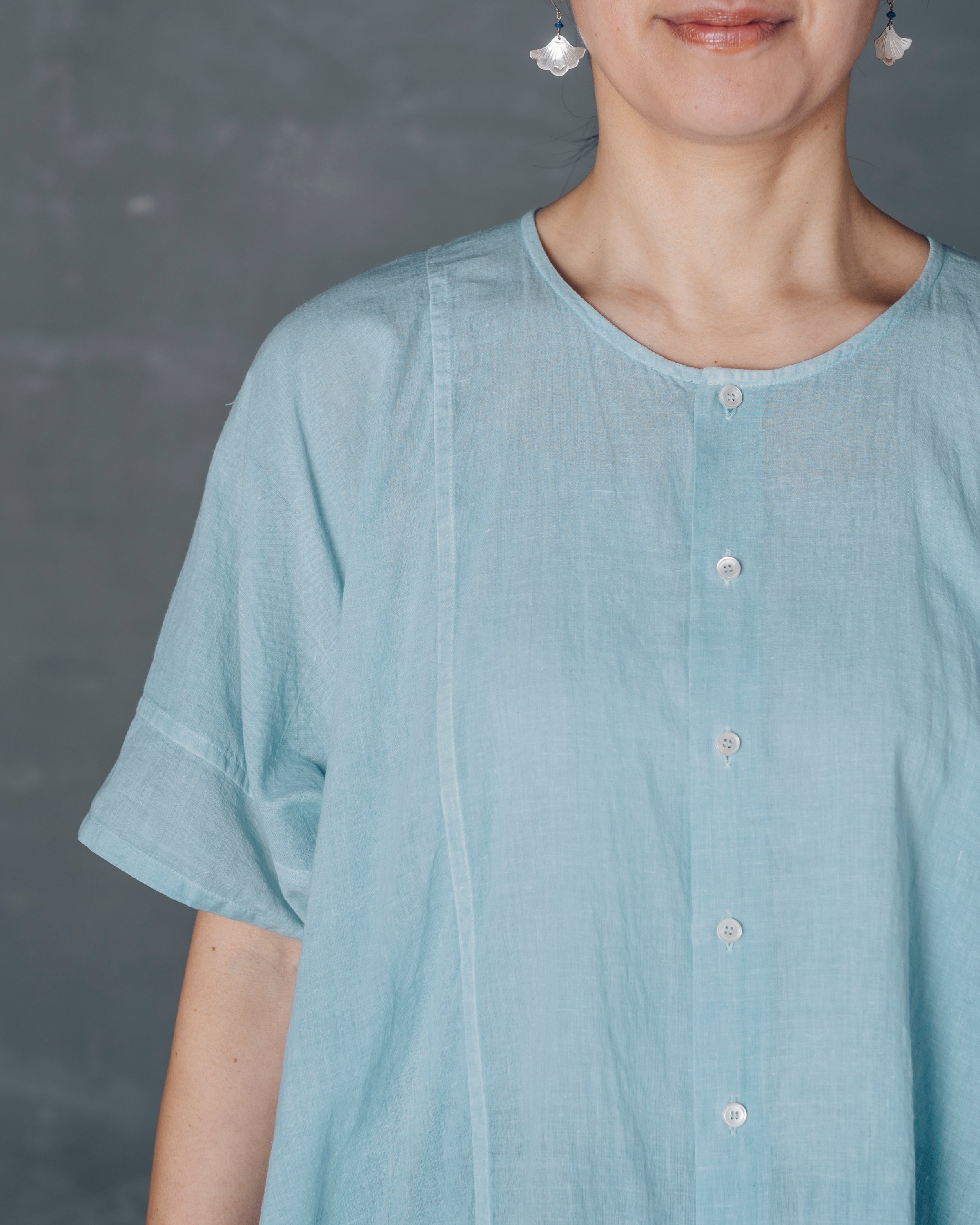 ［越前半袖シャツ］カディコットン/いとしろ藍スカイ