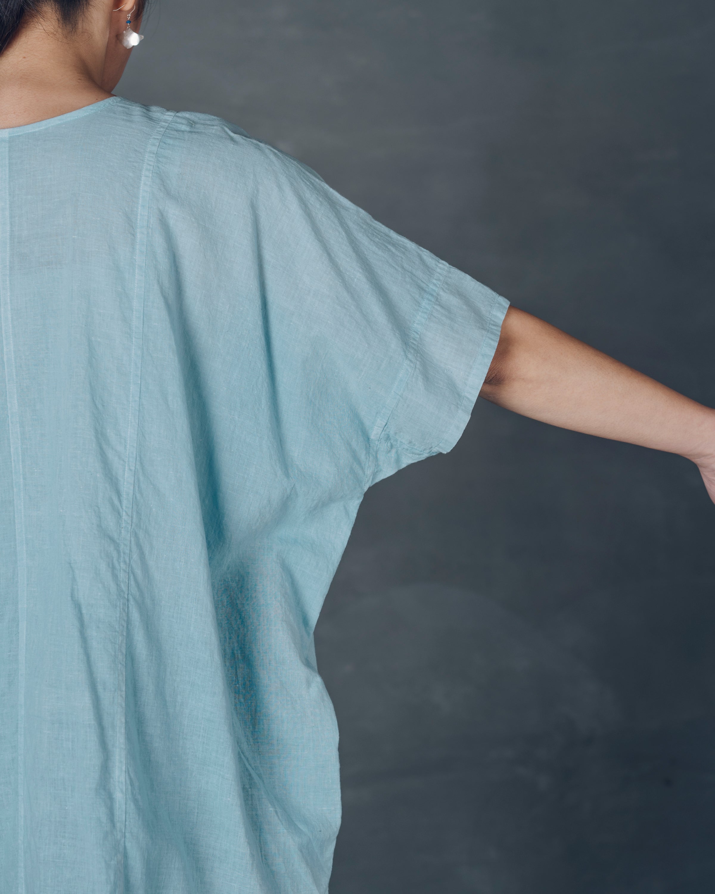 ［越前半袖シャツ］カディコットン/いとしろ藍スカイ