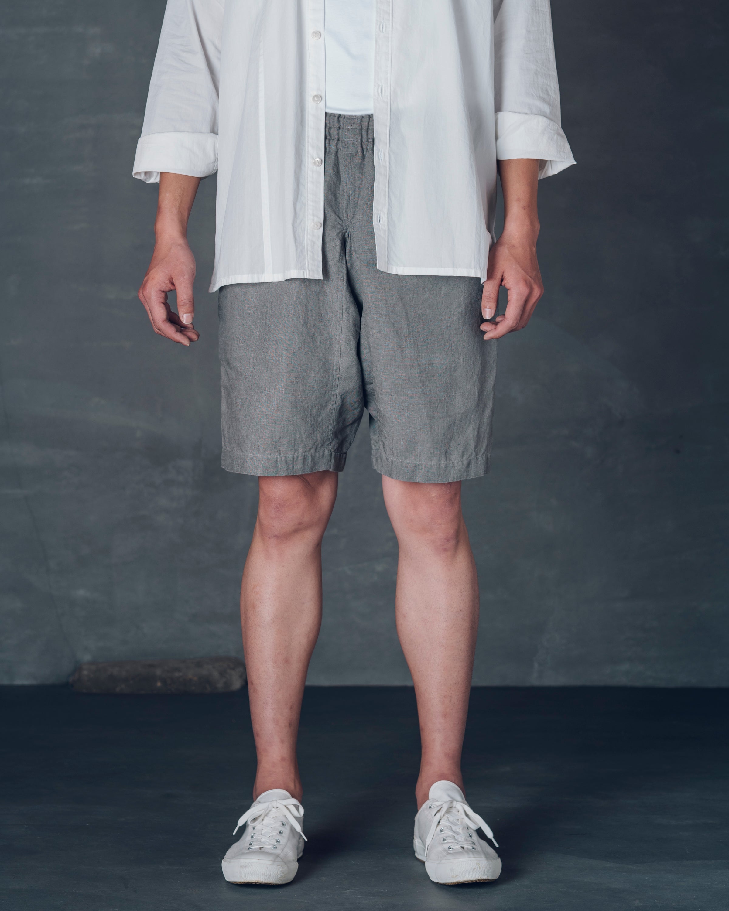 ［かるさんハーフパンツ］リネン/ 栗グレー
