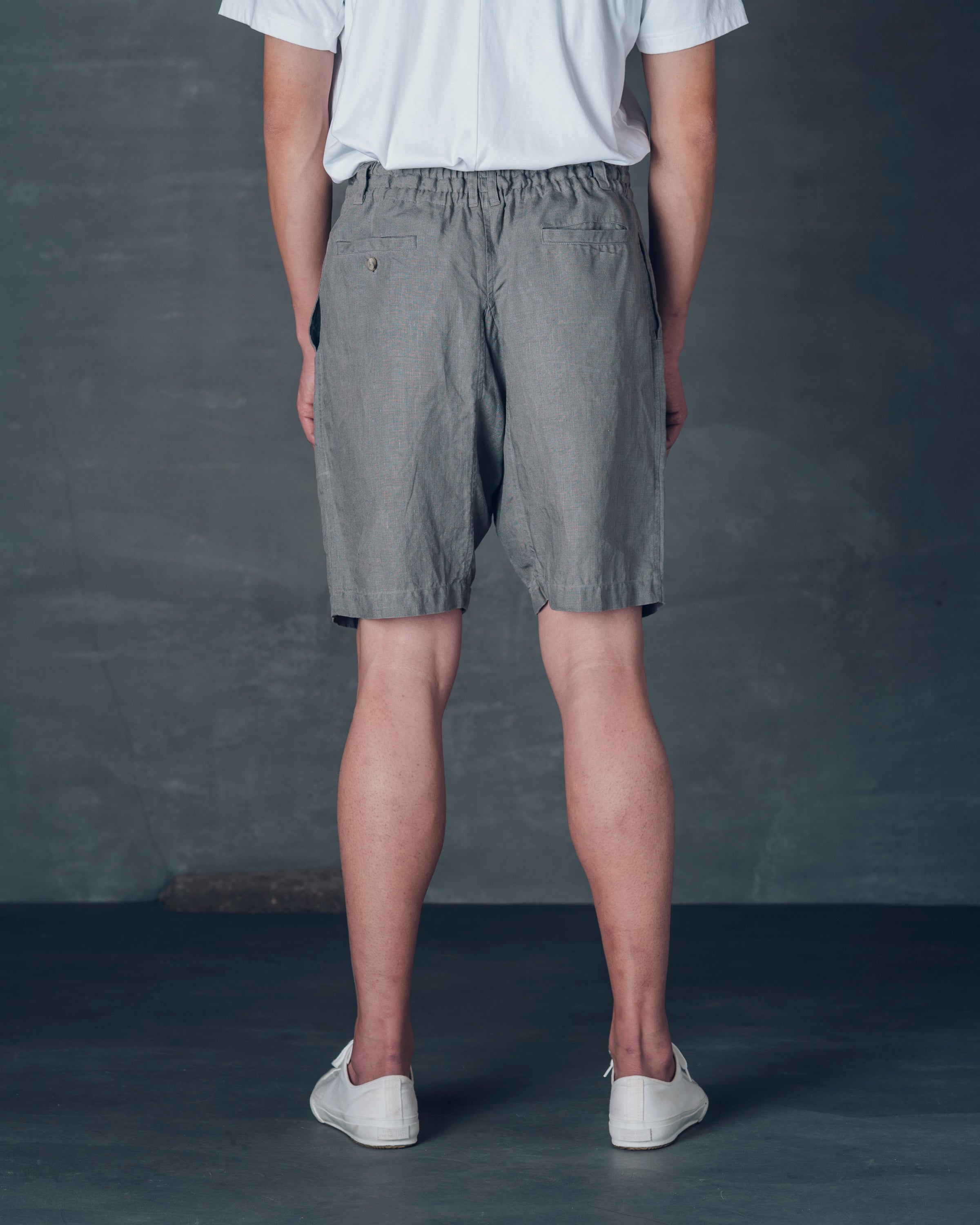 ［かるさんハーフパンツ］リネン/ 栗グレー