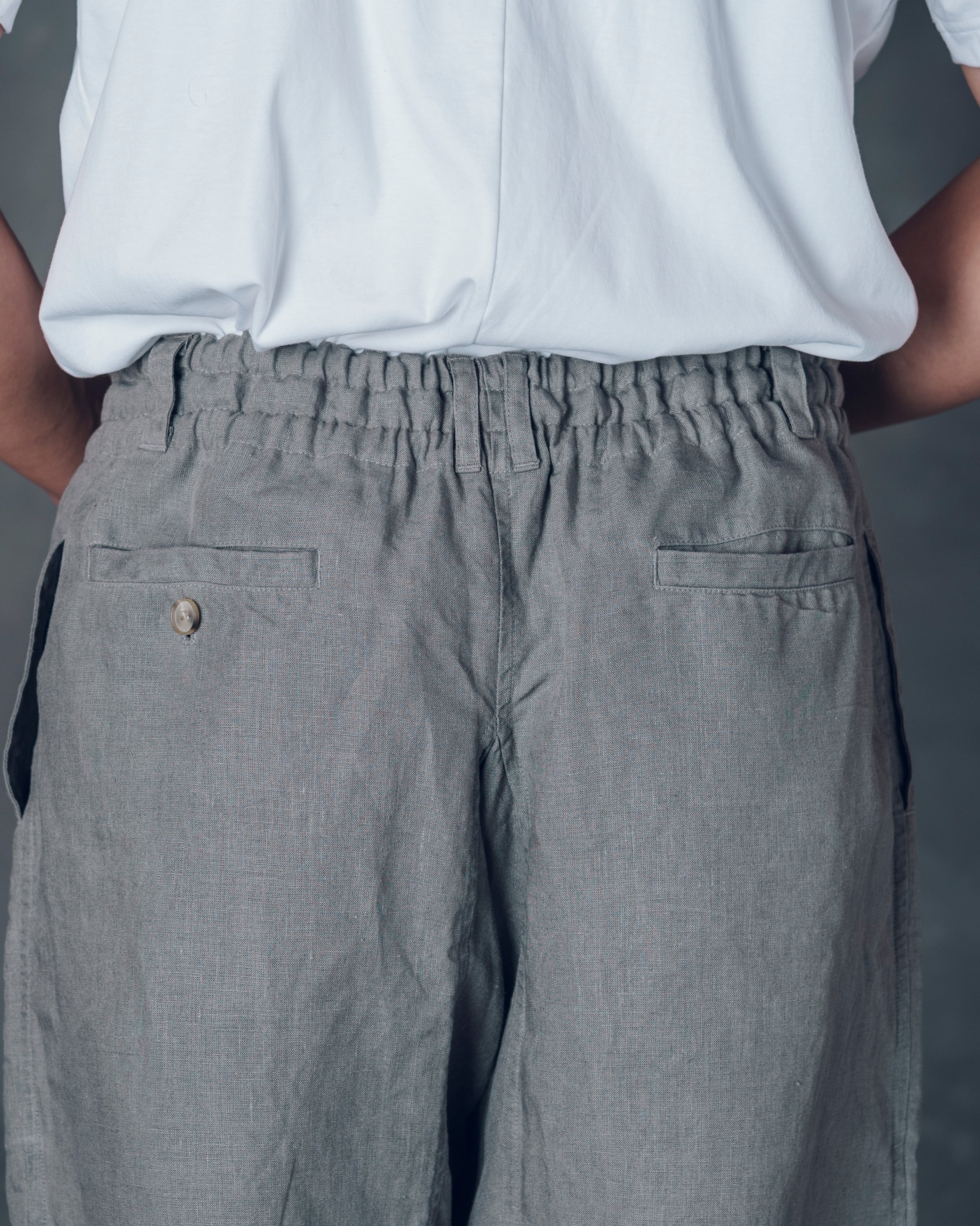 ［かるさんハーフパンツ］リネン/ 栗グレー