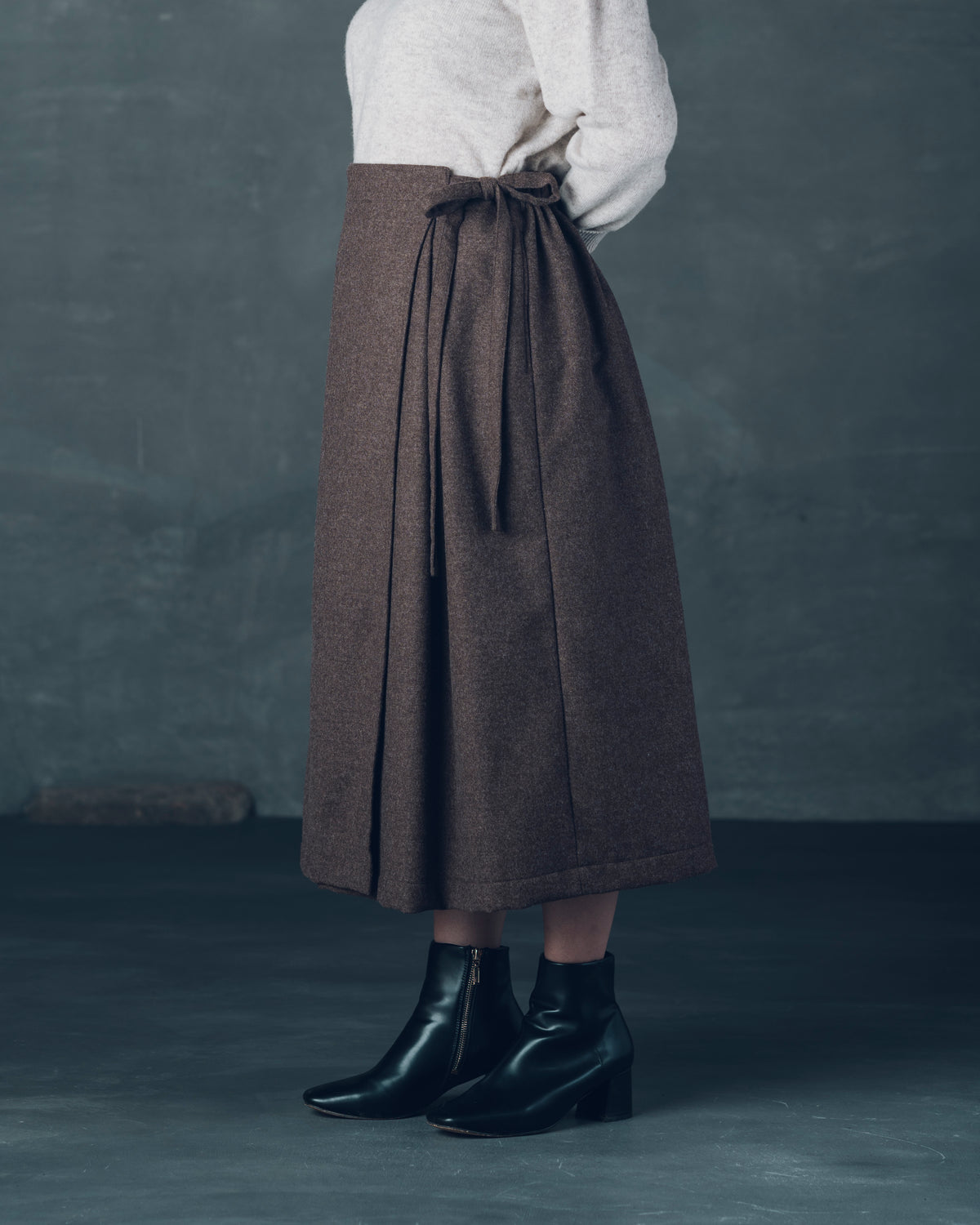 [Wrap Skirt] Merino Wool / Brown