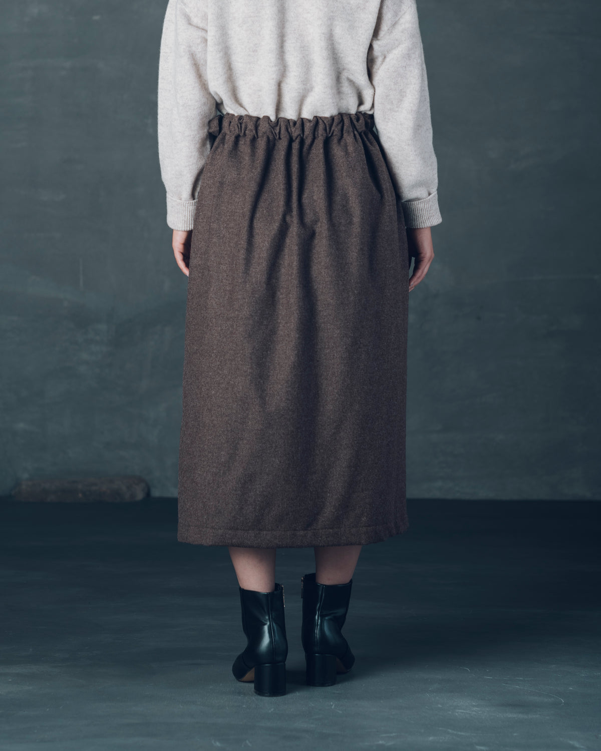 [Wrap Skirt] Merino Wool / Brown