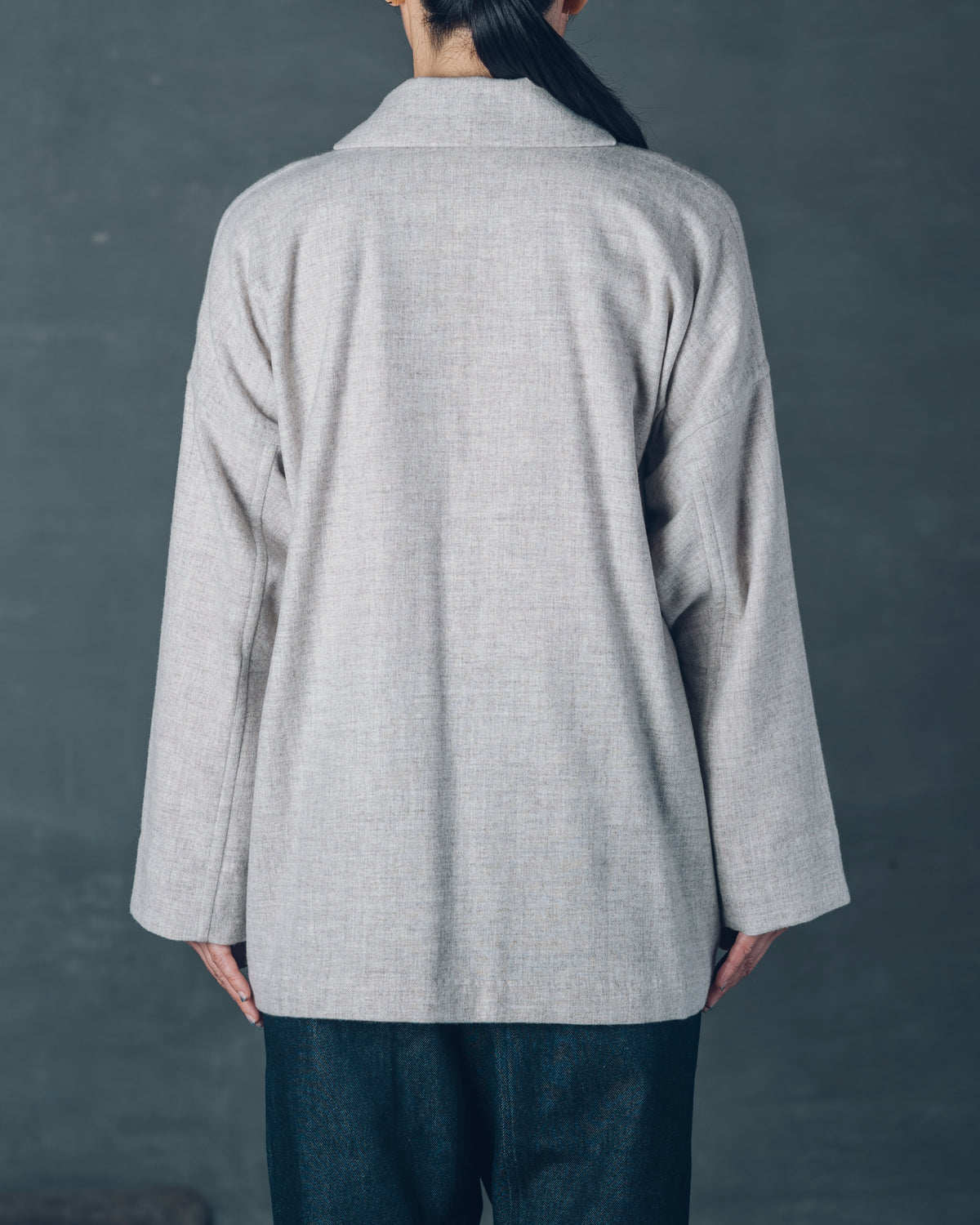 [Three-quarter sleeve jacket] Merino Wool/Gray
