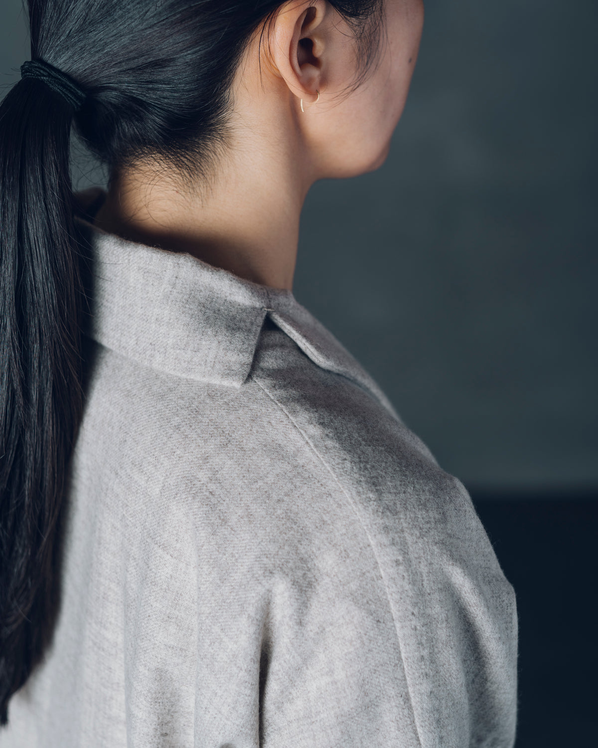 [Three-quarter sleeve jacket] Merino Wool/Gray