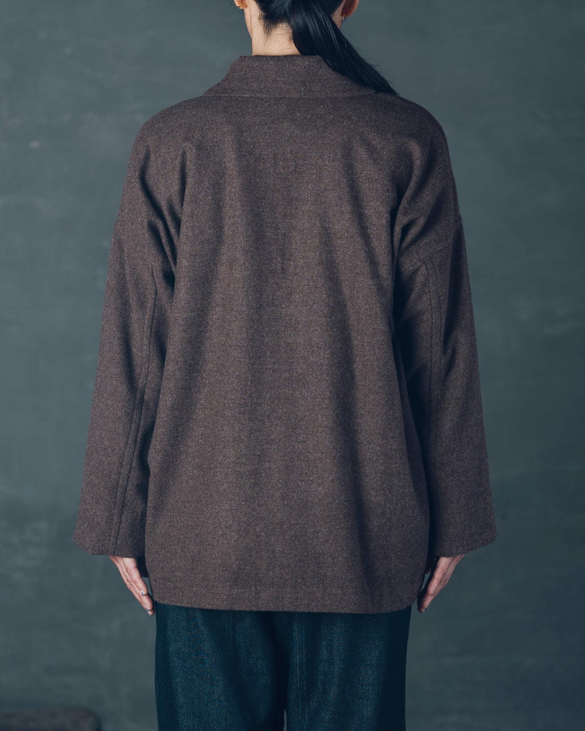 [Three-Piece Sleeve Jacket] Merino Wool / Brown