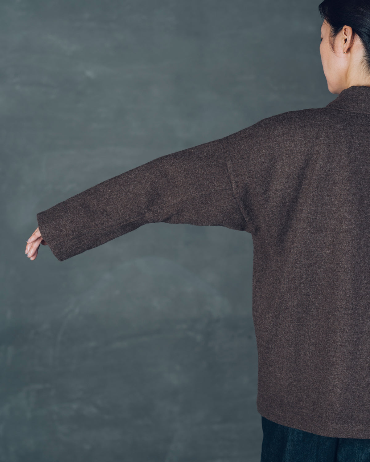 [Three-Piece Sleeve Jacket] Merino Wool / Brown