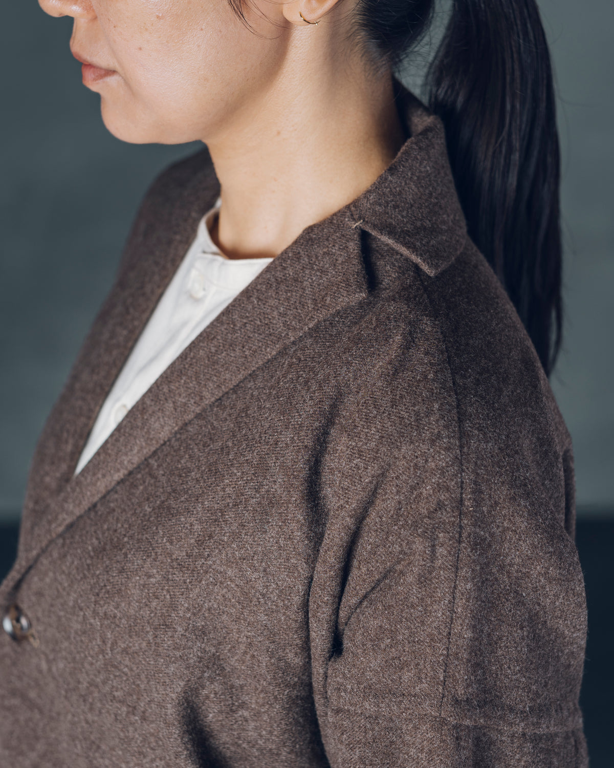 [Three-Piece Sleeve Jacket] Merino Wool / Brown