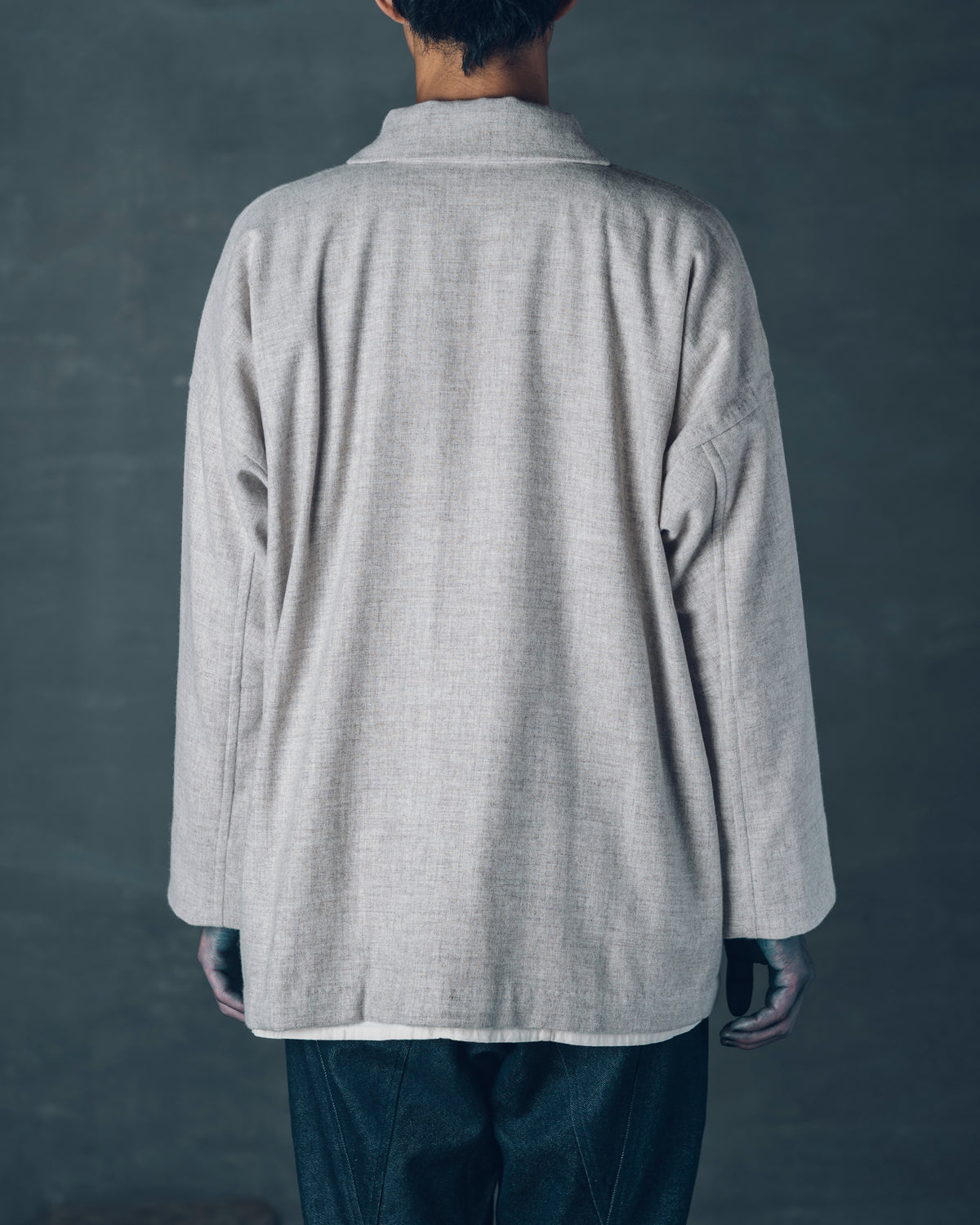[Three-quarter sleeve jacket] Merino Wool/Gray