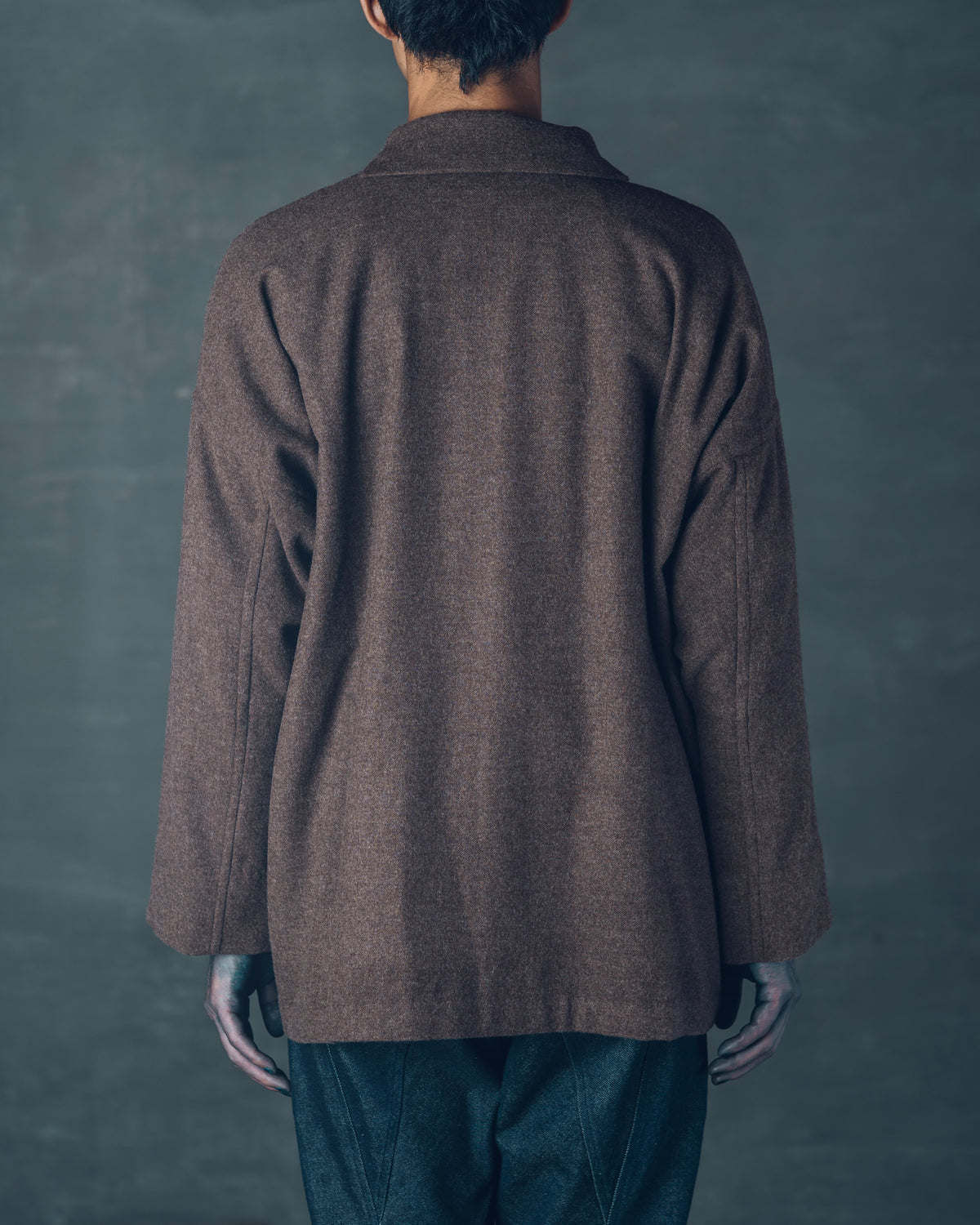 [Three-Piece Sleeve Jacket] Merino Wool / Brown