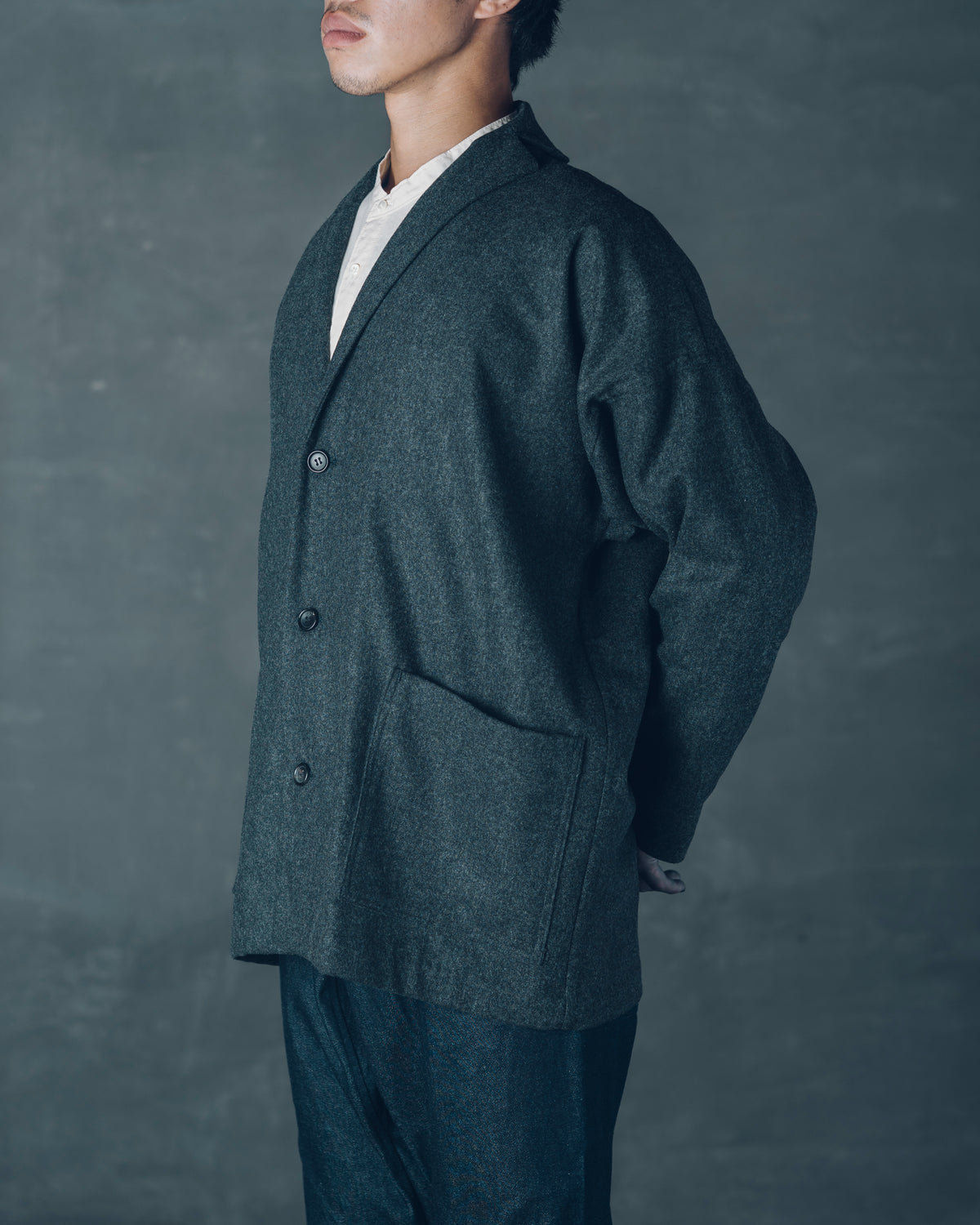[Three-Piece Sleeve Jacket] Merino Wool / Brown