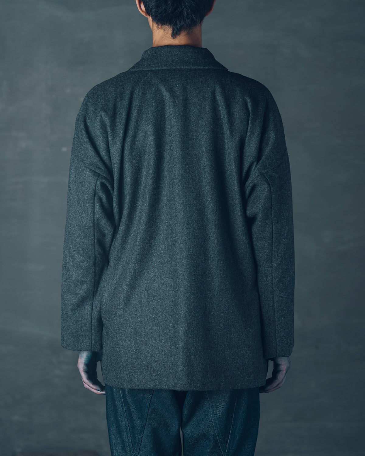 [Three-quarter sleeve jacket] Wool Flannel / Charcoal