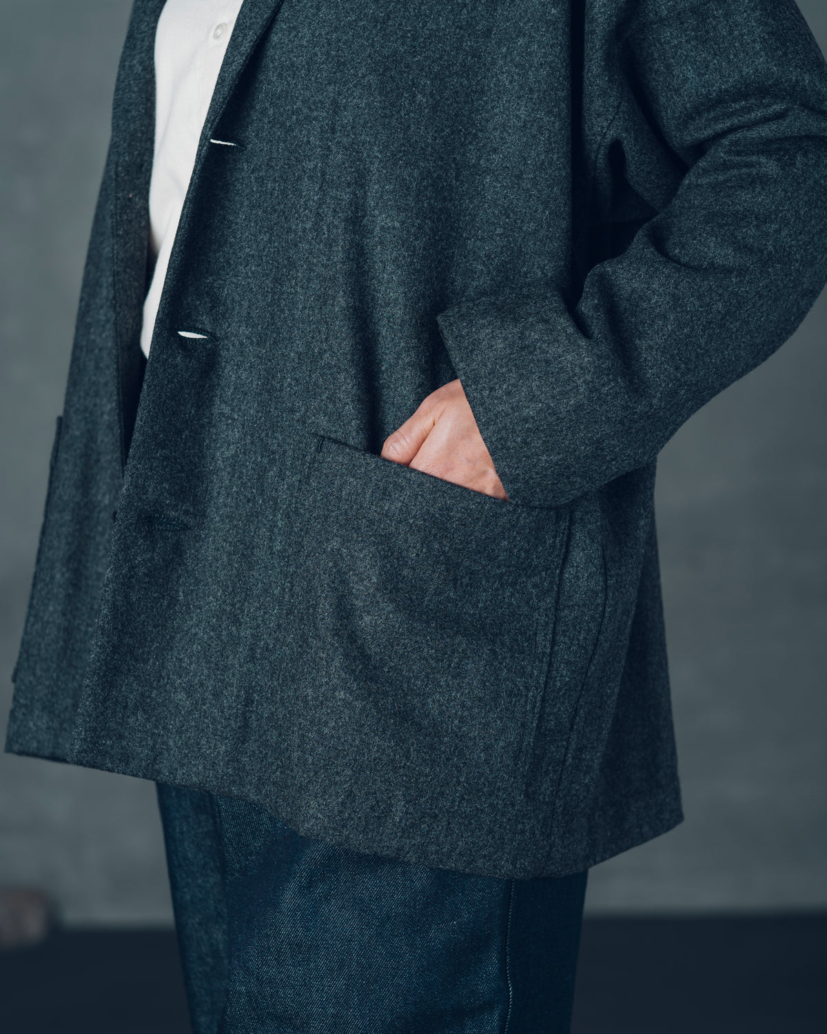 [Three-Piece Sleeve Jacket] Merino Wool / Brown