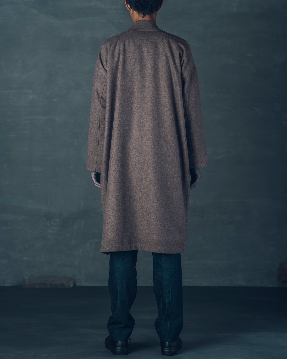 [Three-panel Sleeve Coat] Thick Merino Wool / Brown