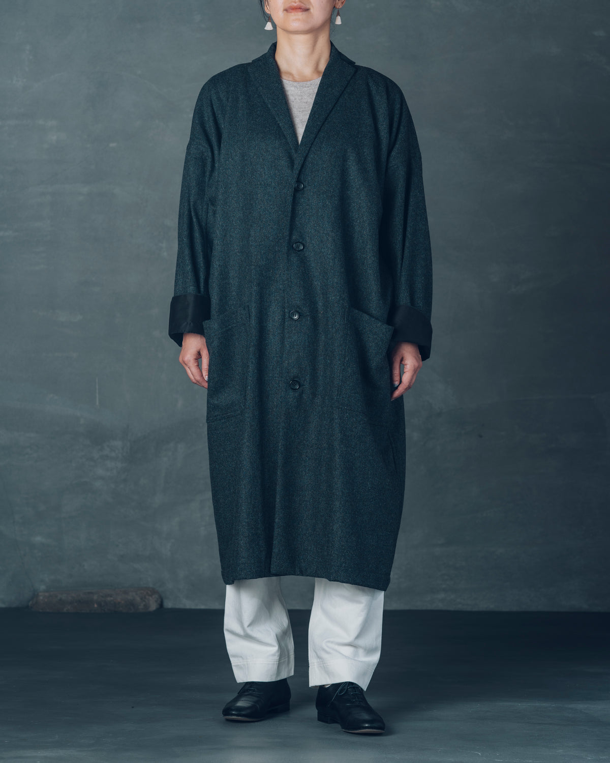 [Echizen Coat] Wool (Black Merino)/Brown