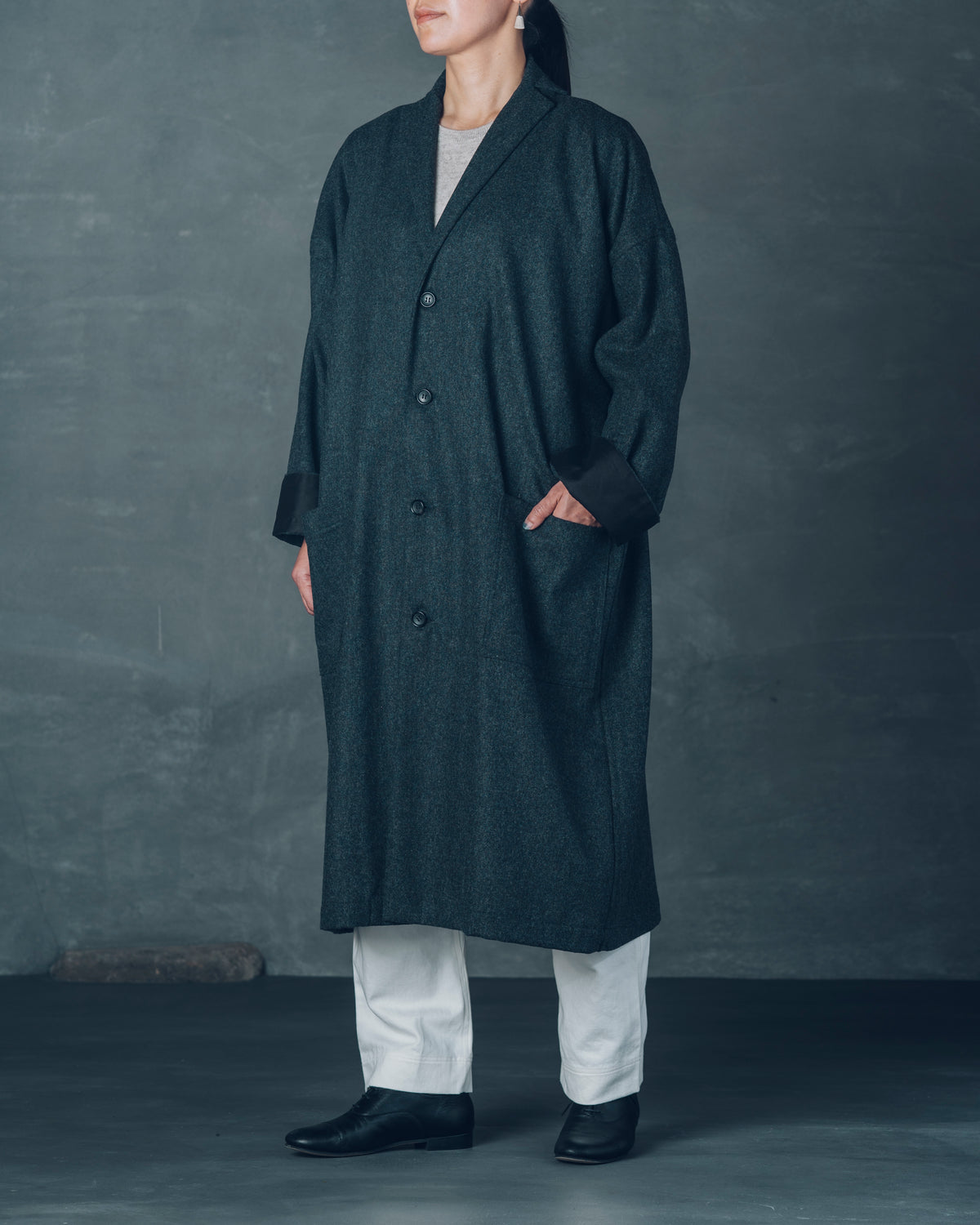 [Echizen Coat] Wool (Black Merino)/Brown