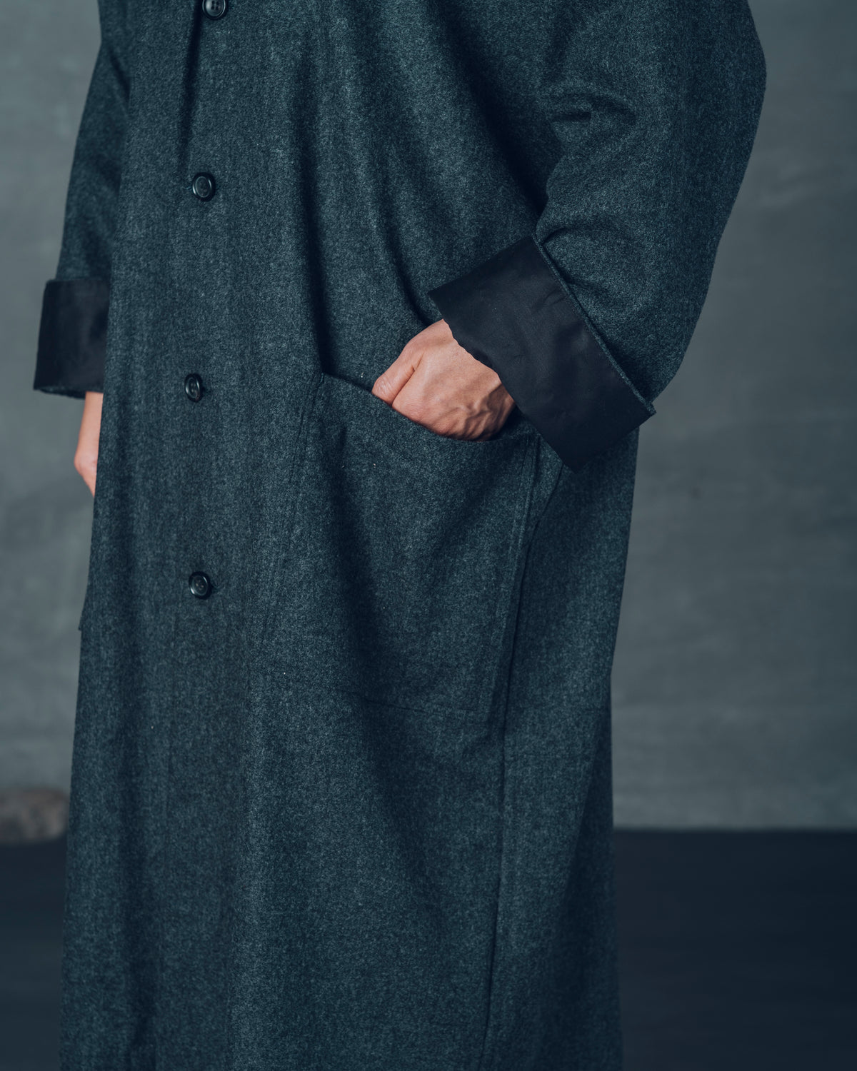 [Echizen Coat] Wool (Black Merino)/Brown