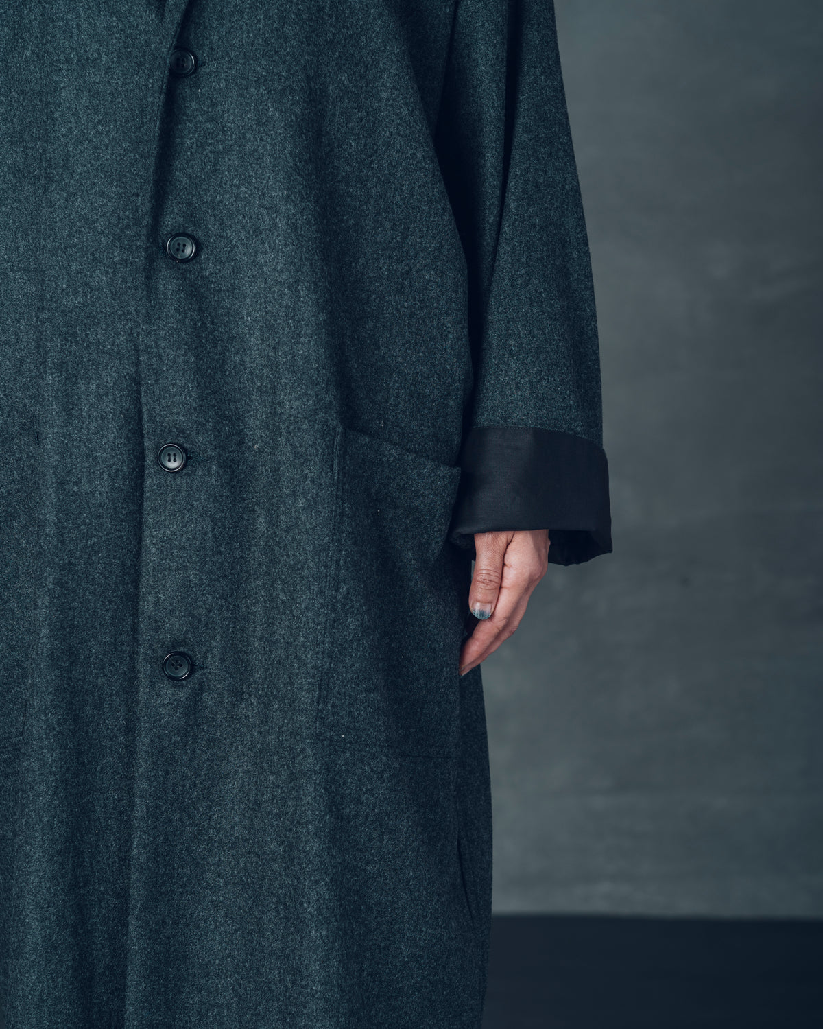 [Echizen Coat] Wool (Black Merino)/Brown