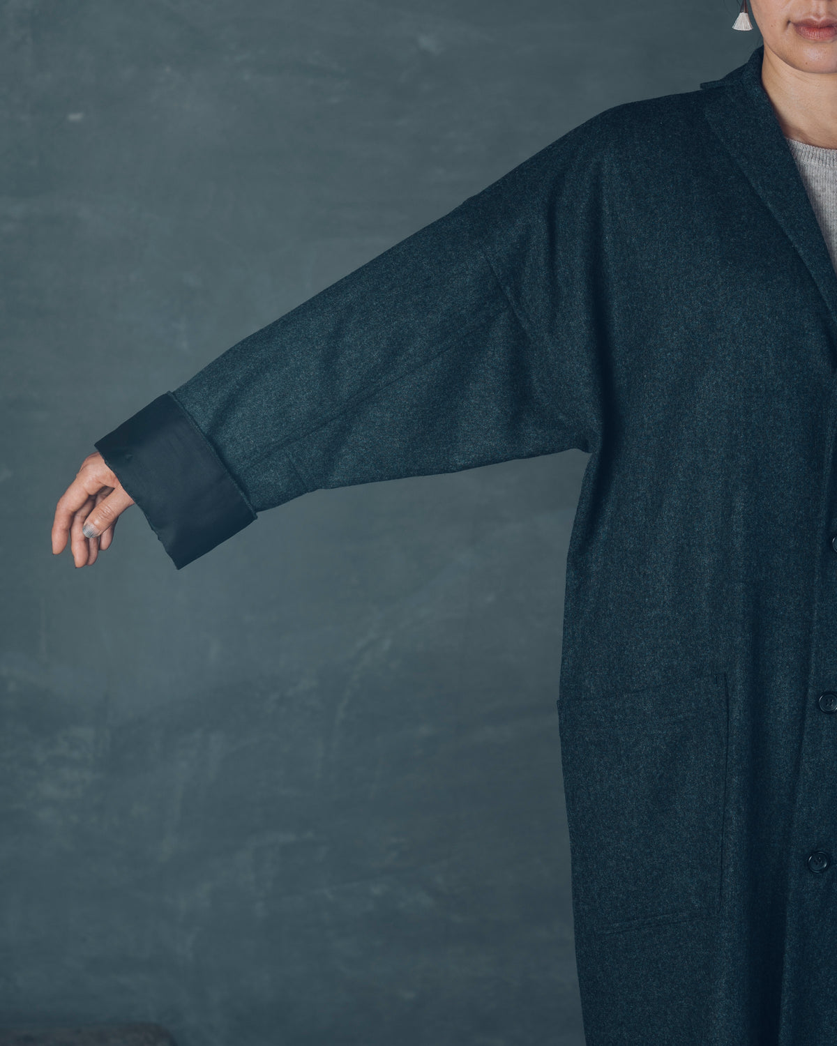 [Echizen Coat] Wool (Black Merino)/Brown