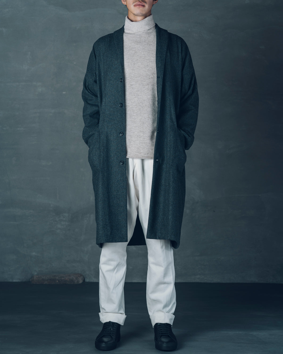 [Echizen Coat] Wool (Black Merino)/Brown