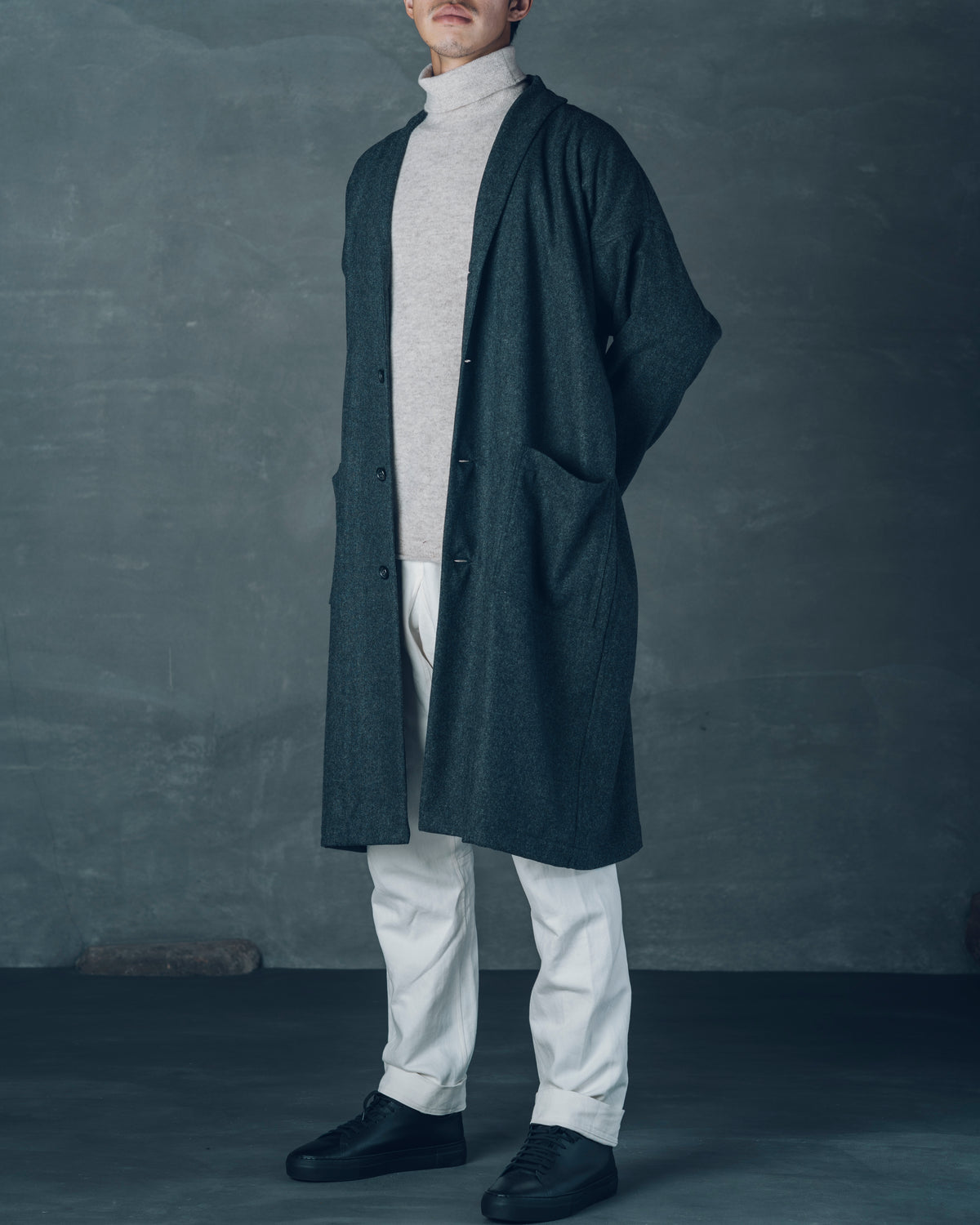 [Echizen Coat] Wool (Black Merino)/Brown