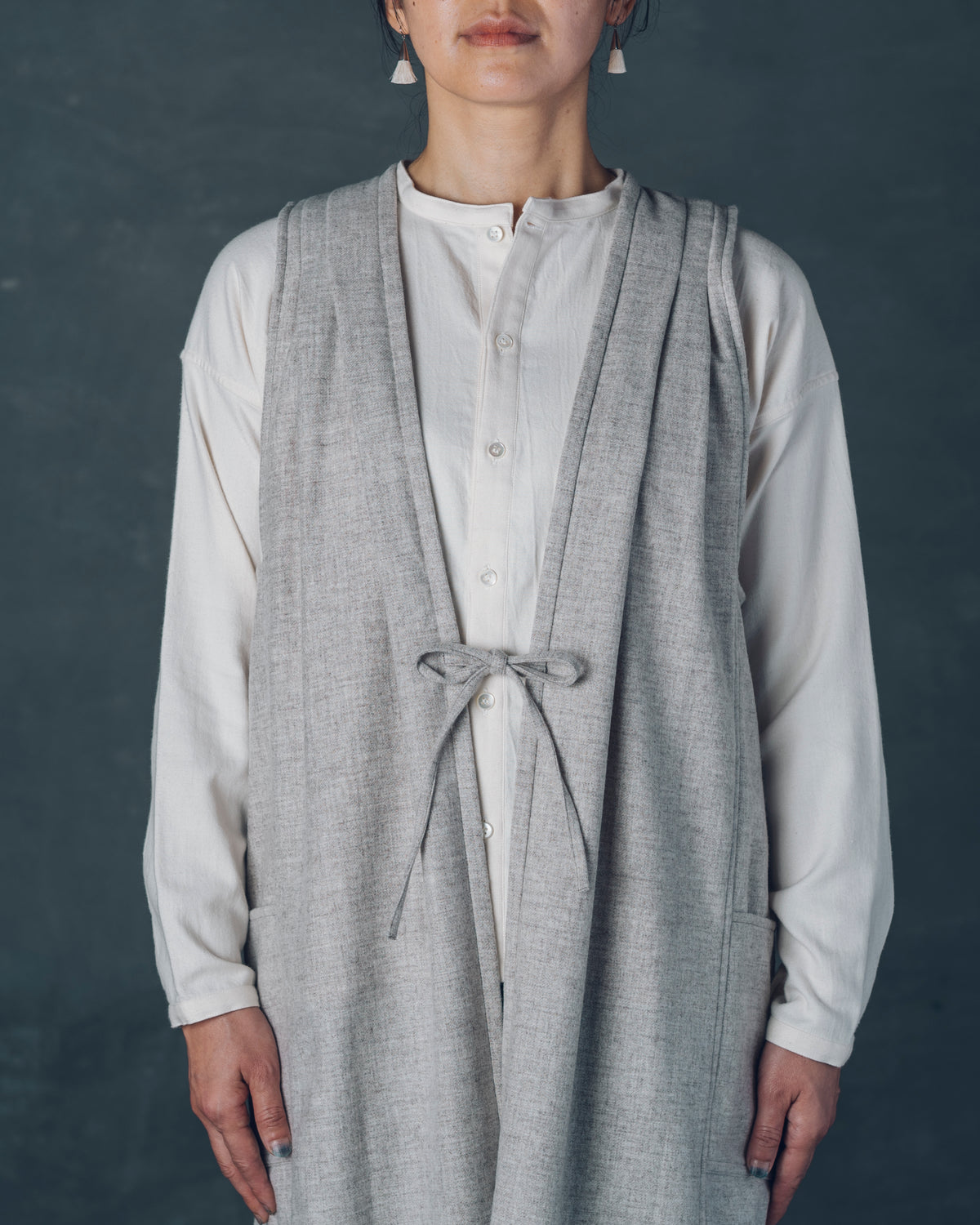 ［Sleeveless Long］ Merino Wool / Gray