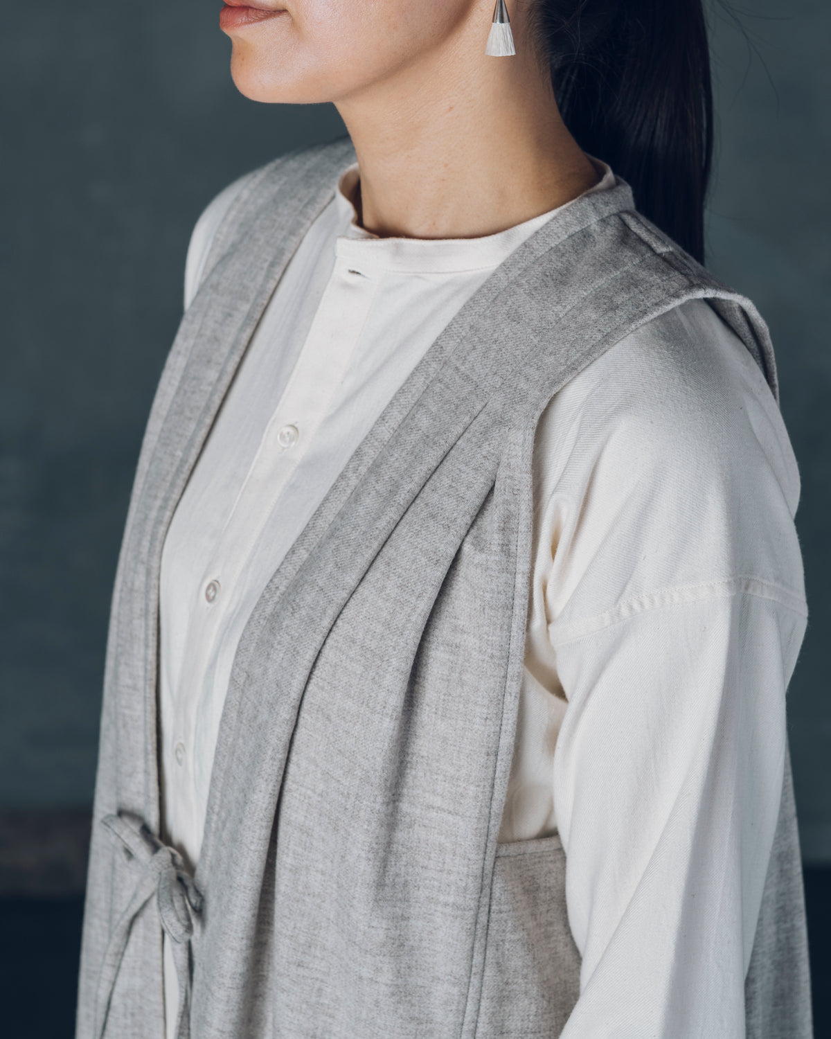 ［Sleeveless Long］ Merino Wool / Gray