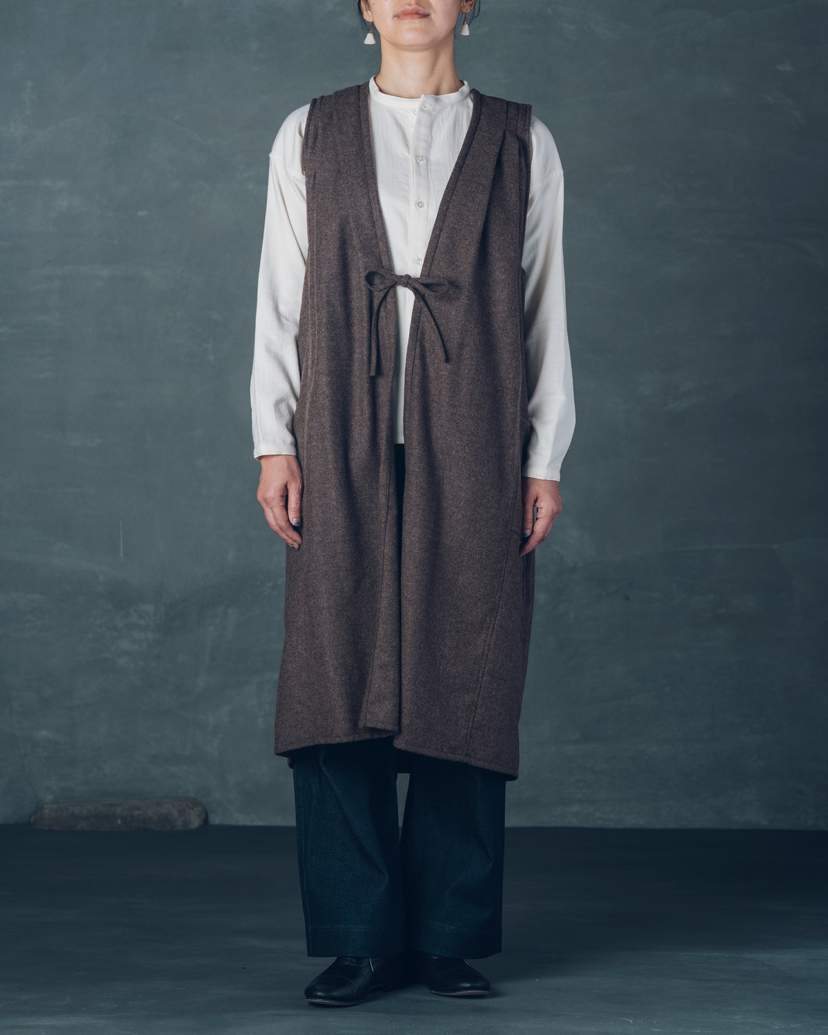 [Sleeveless Long] Merino Wool/Brown