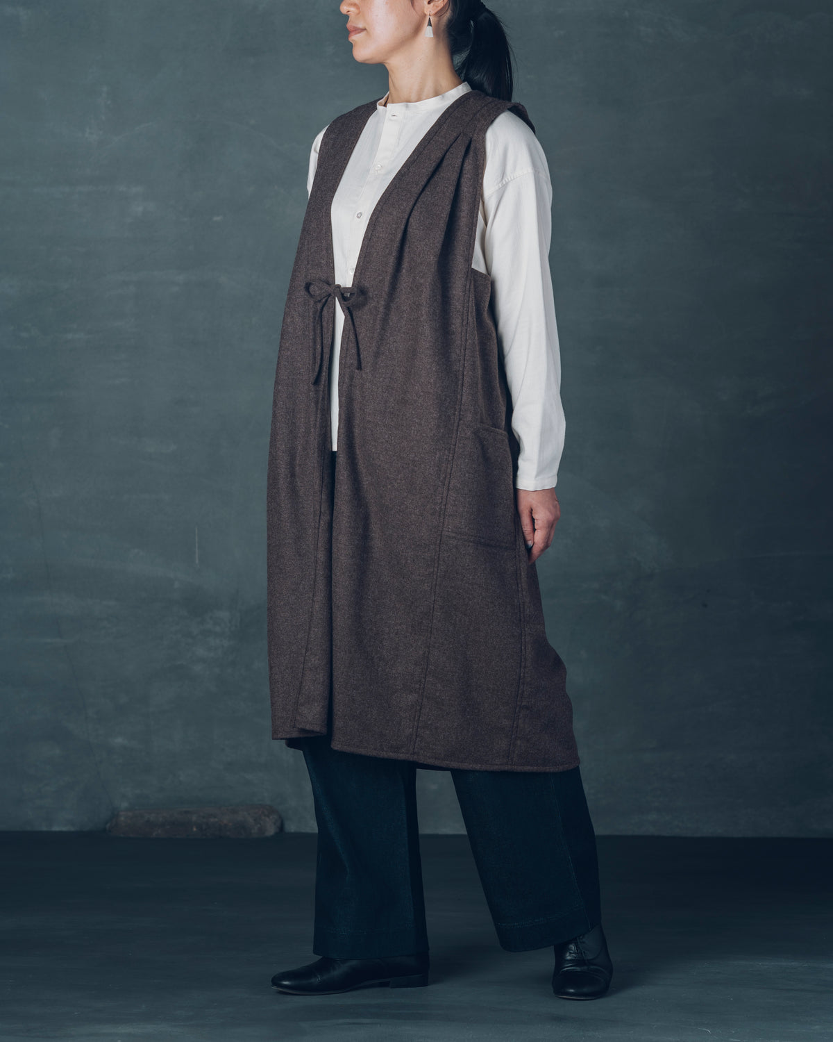 [Sleeveless Long] Merino Wool/Brown