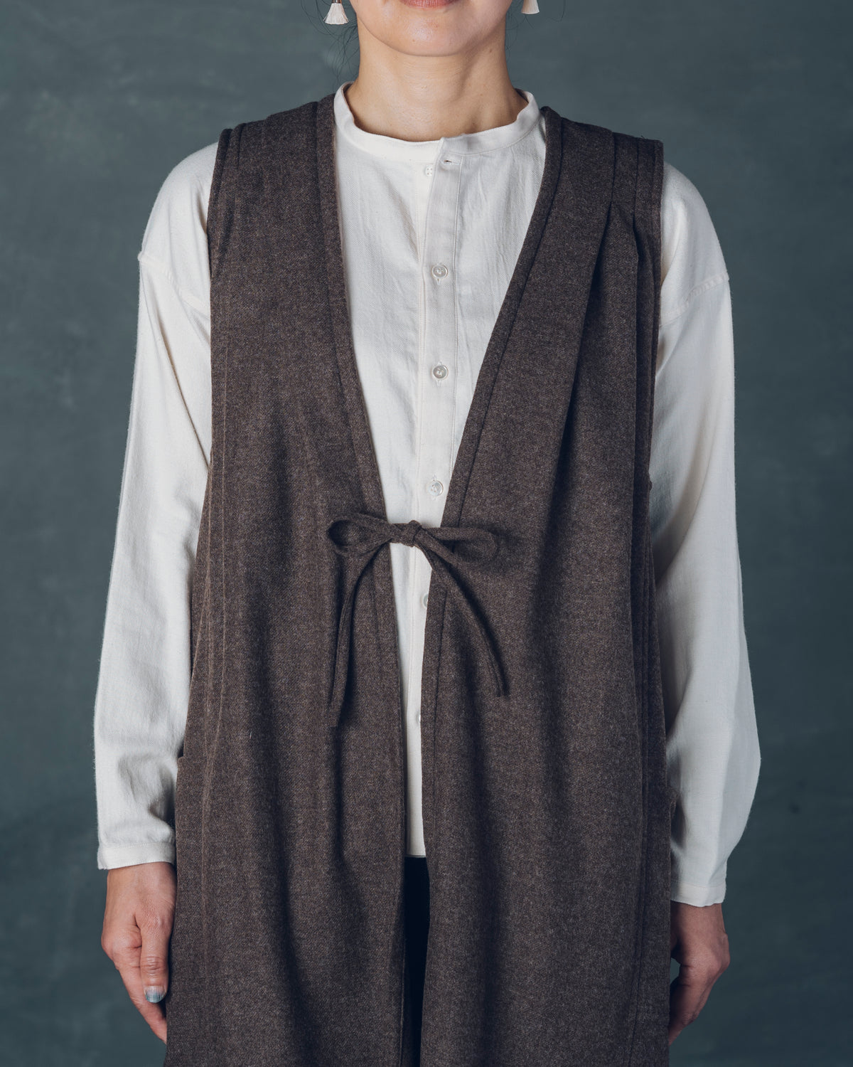 [Sleeveless Long] Merino Wool/Brown