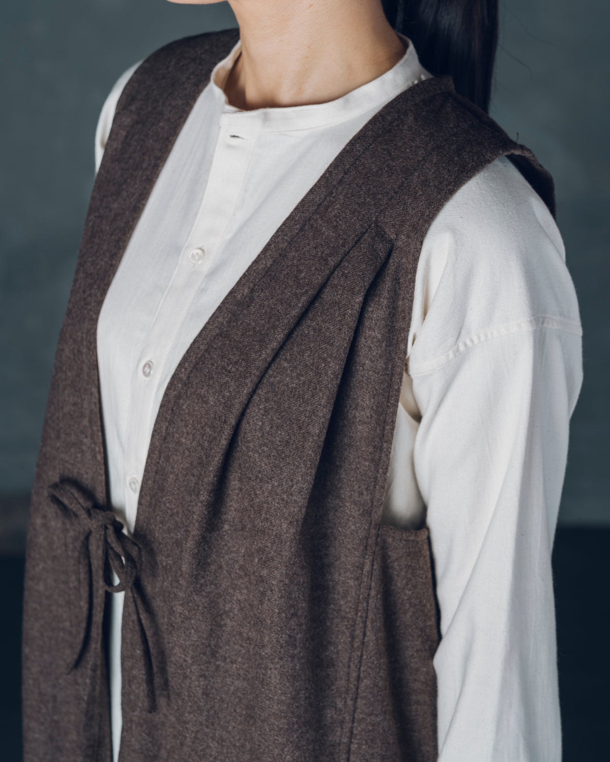 [Sleeveless Long] Merino Wool/Brown