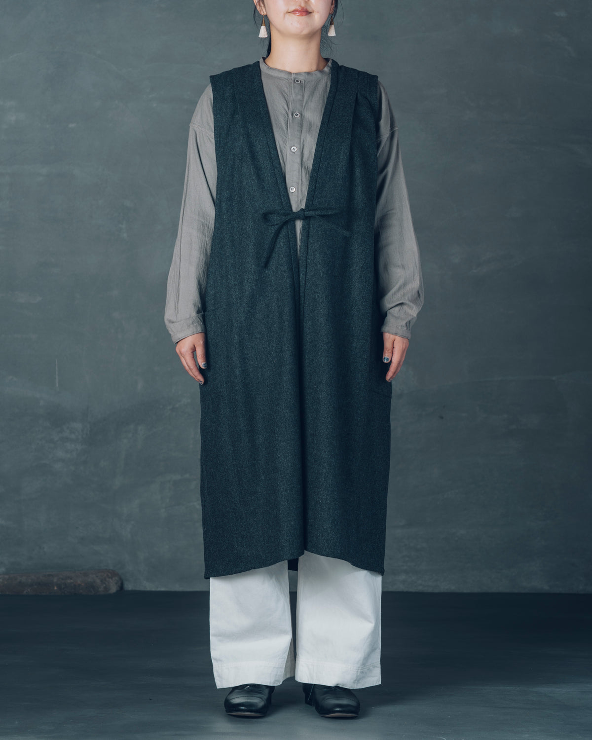 [Sleeveless Long] Rescue Cashmere / Charcoal