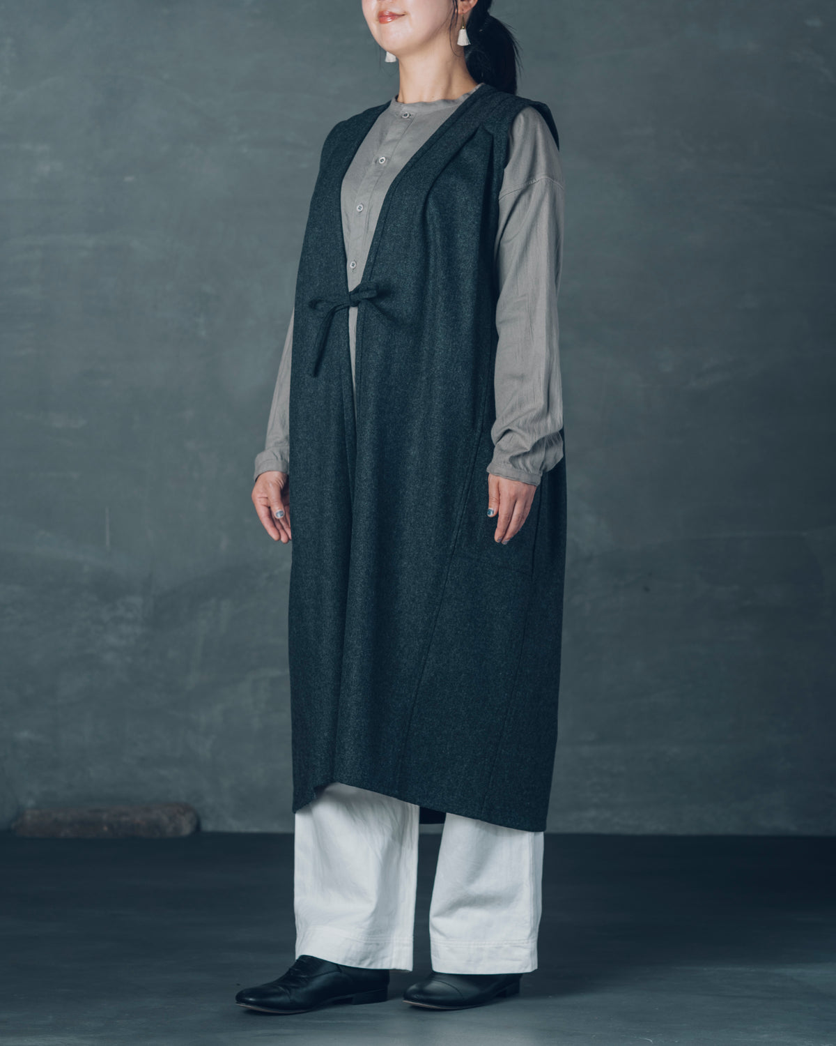 [Sleeveless Long] Rescue Cashmere / Charcoal