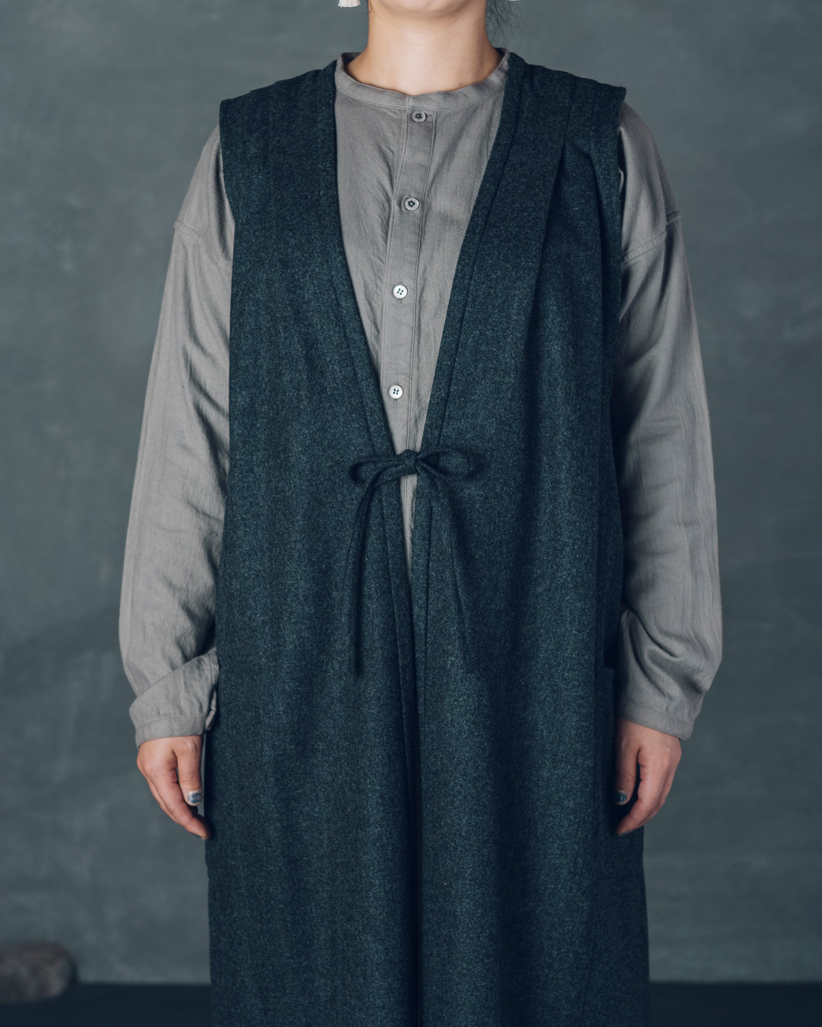 [Sleeveless Long] Rescue Cashmere / Charcoal