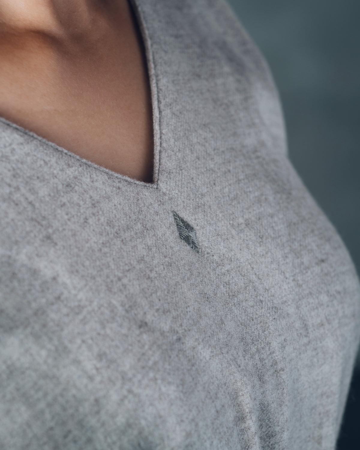 [V-neck Wide Dress] Merino Wool/Gray
