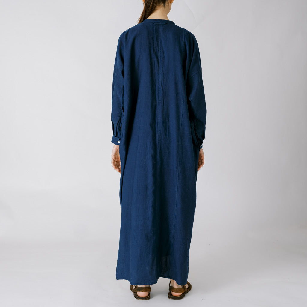 [Echizen One-piece dress] Maxi length/organic cotton/light blue