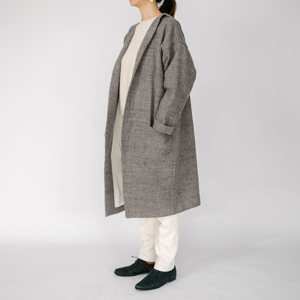 [Front-opening coat] Himalayan wool/gray
