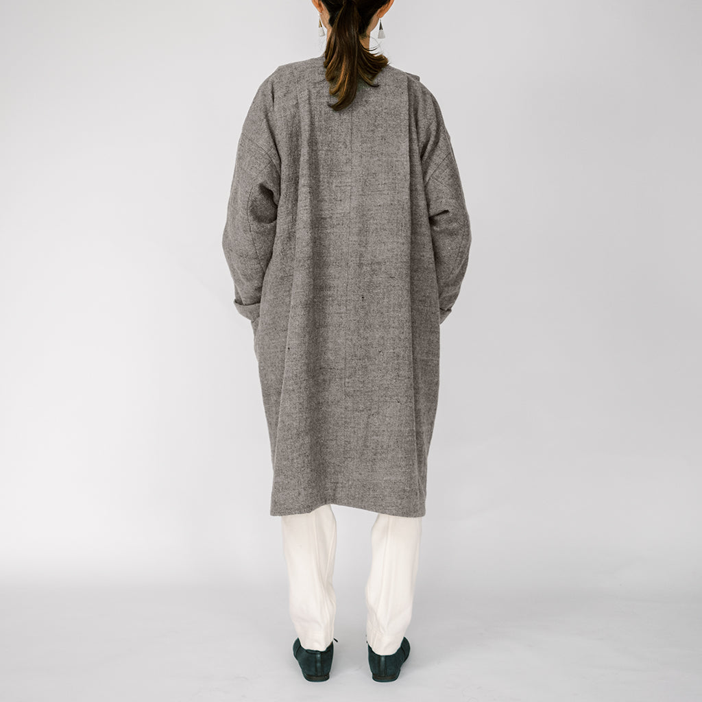 [Front-opening coat] Himalayan wool/gray