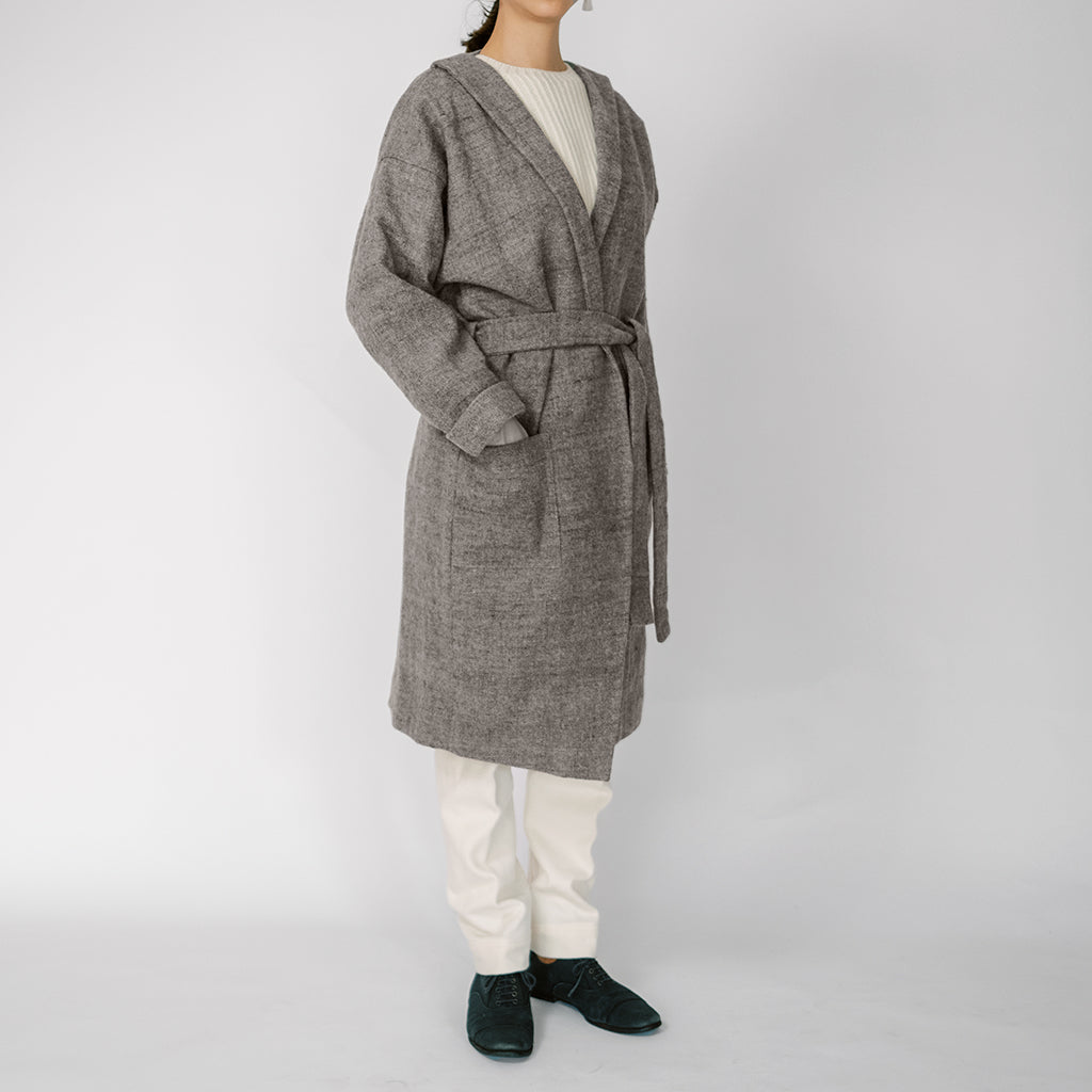 [Front-opening coat] Himalayan wool/gray