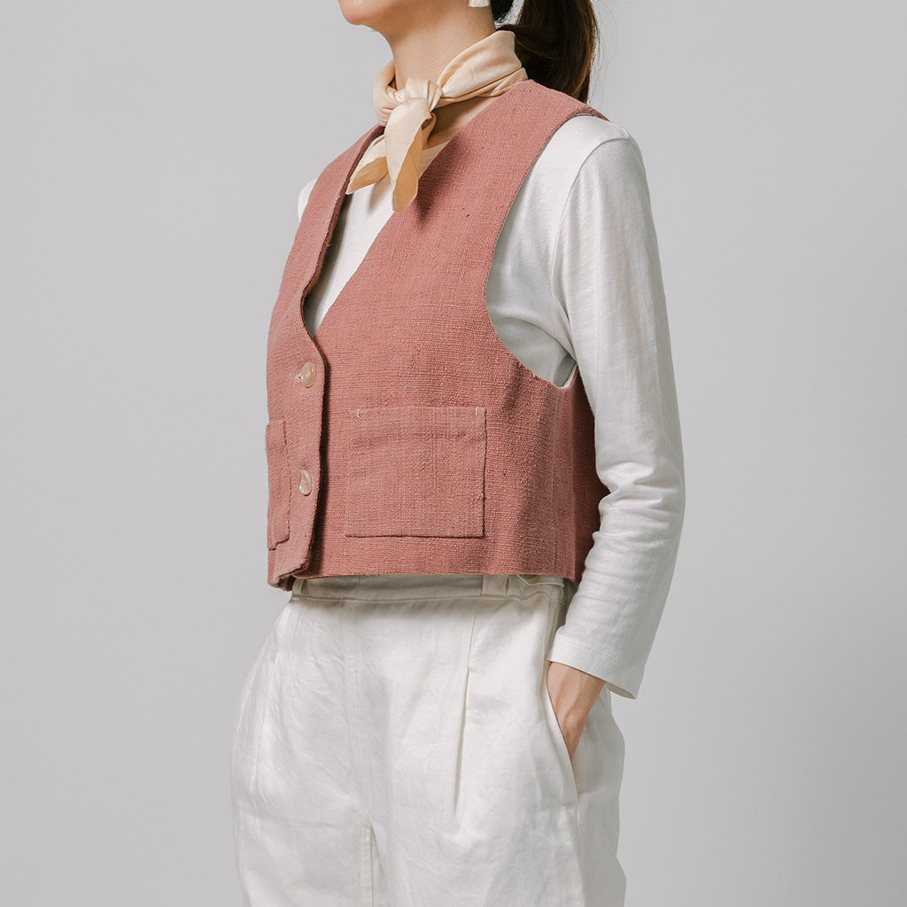 [Vest] Organic cotton/pink (madder) with pocket