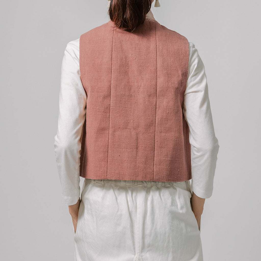 [Vest] Organic cotton/pink (madder) with pocket