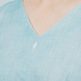 ［シャツ］Vネックシャツ/リネン/いとしろ藍スカイブルー