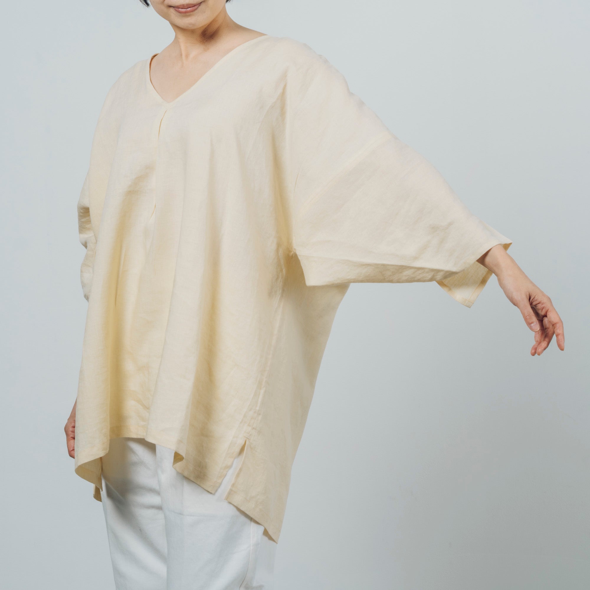 [Smooth shirt] Linen/Himejion yellow