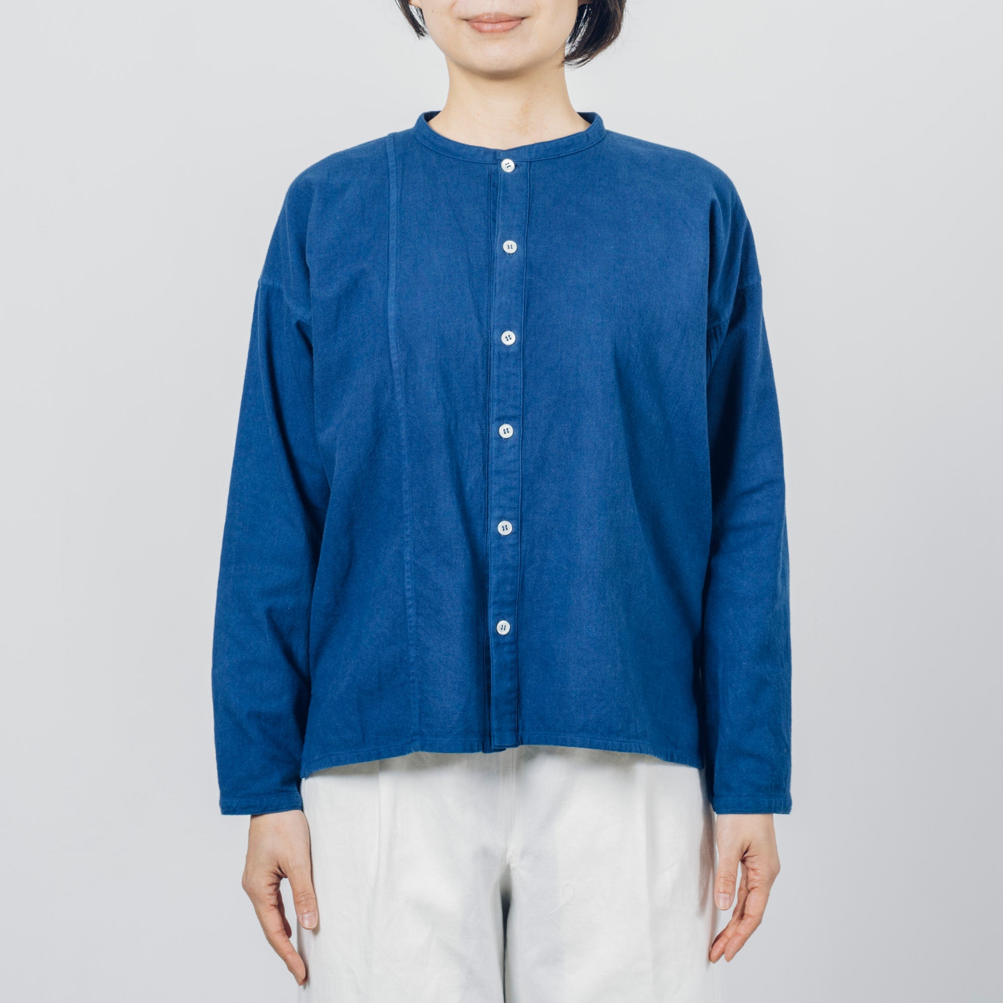 [Echizen Shirt] Organic cotton flannel/dark indigo blue