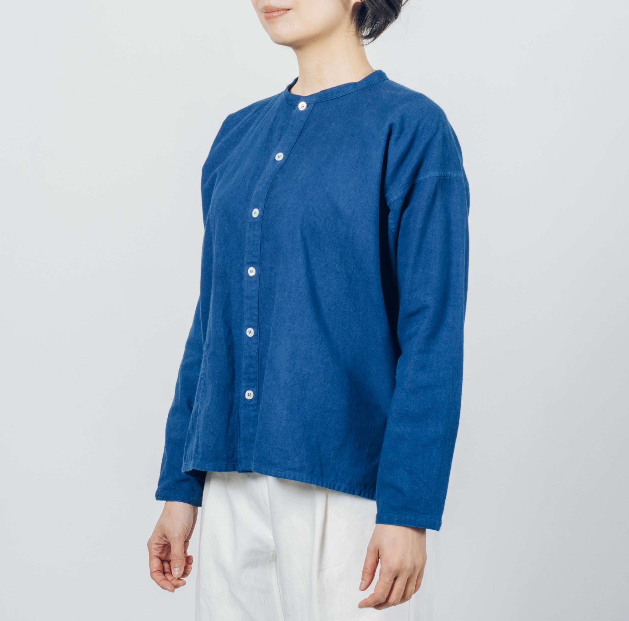 [Echizen Shirt] Organic cotton flannel/dark indigo blue