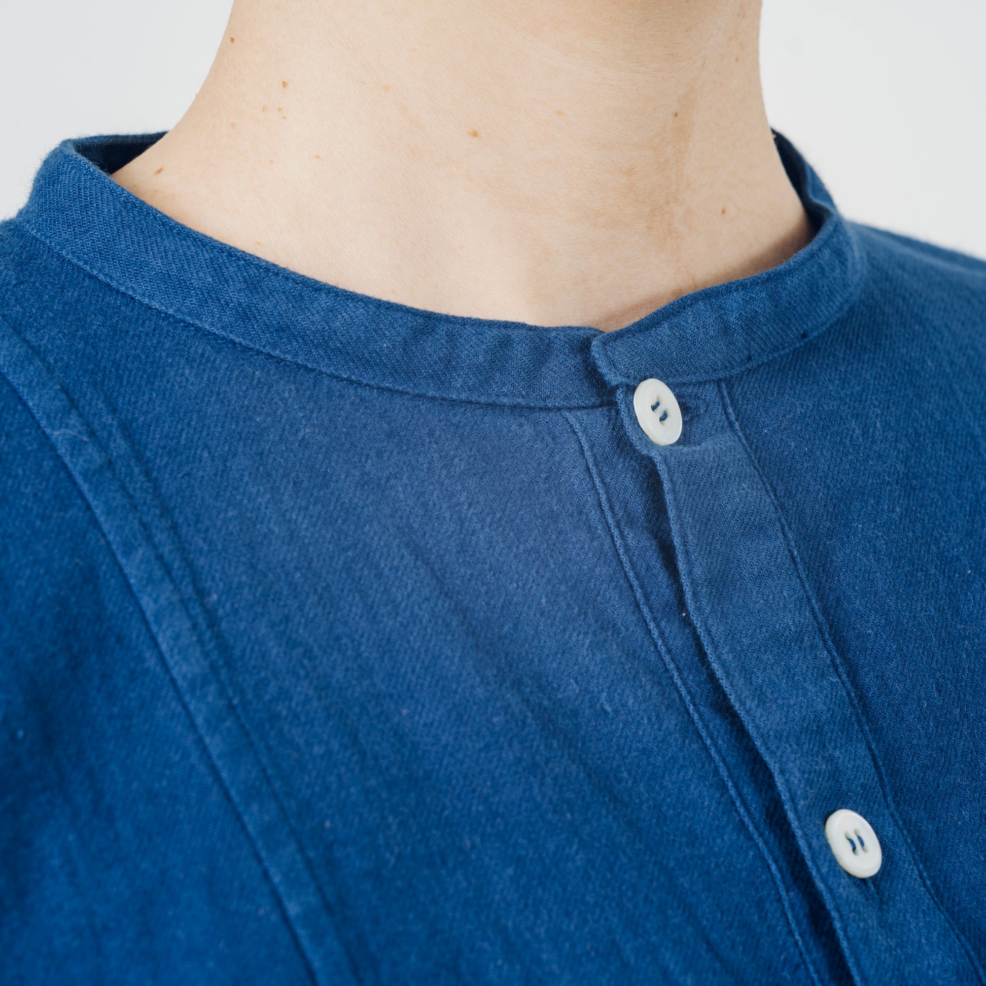 [Echizen Shirt] Organic cotton flannel/dark indigo blue