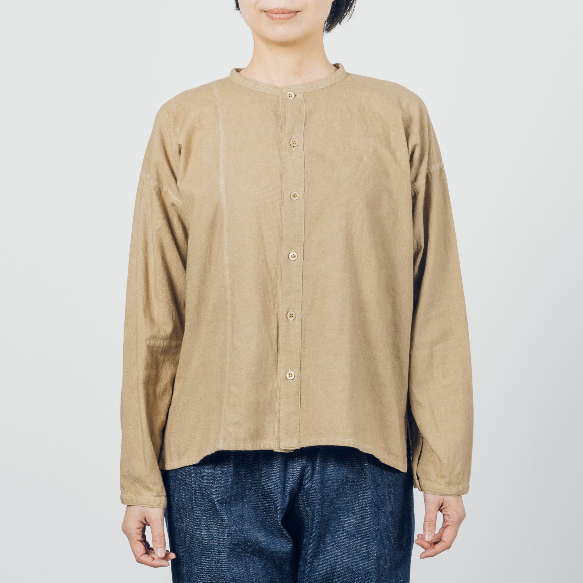 [Echizen Shirt] Organic cotton flannel / beige (marigold dyed)